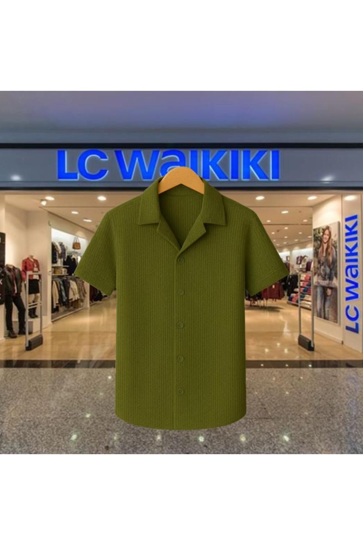 LC Waikiki %100 Pamuk Yeni Sezon Trend Kısa Kol Erkek Düğmeli Premium Gömlek