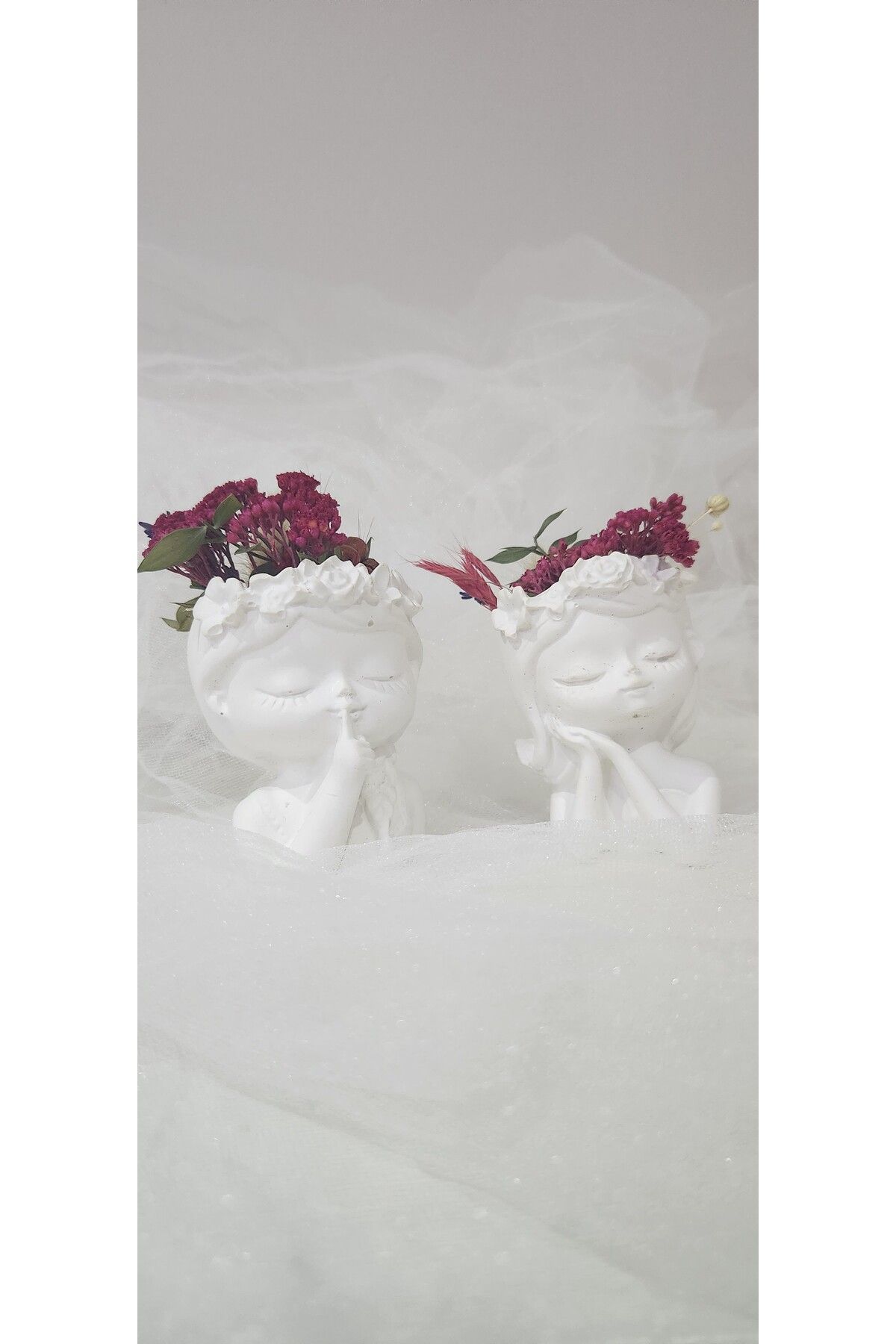 BİER HOME ÇİÇEK KIZ SAKSI BİBLO DEKORATİF SET