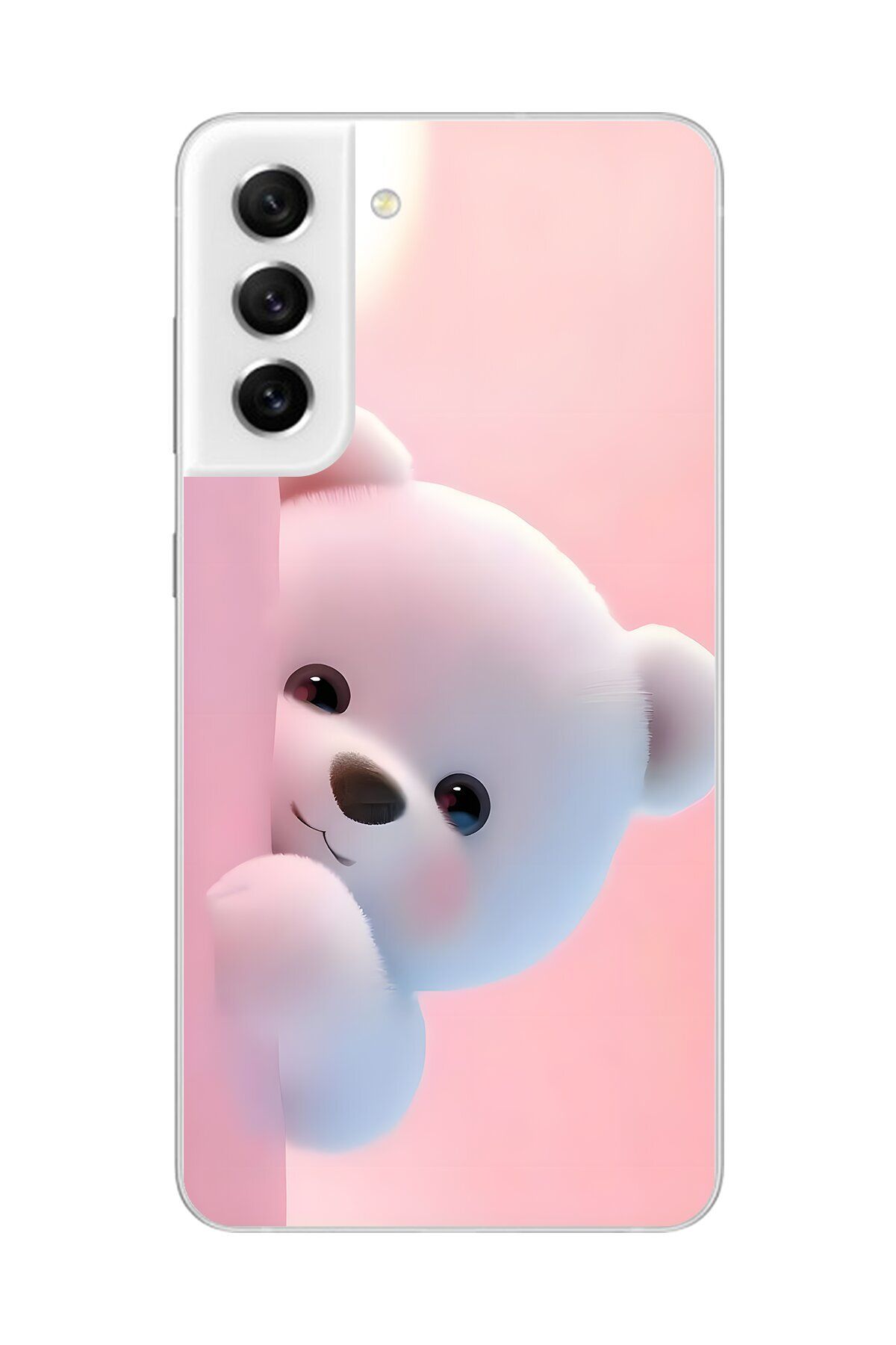 Dali Design Samsung Galaxy S21 FE Uyumlu Şeffaf Kılıf 1 Peluş Ayıcık Tasarımlı