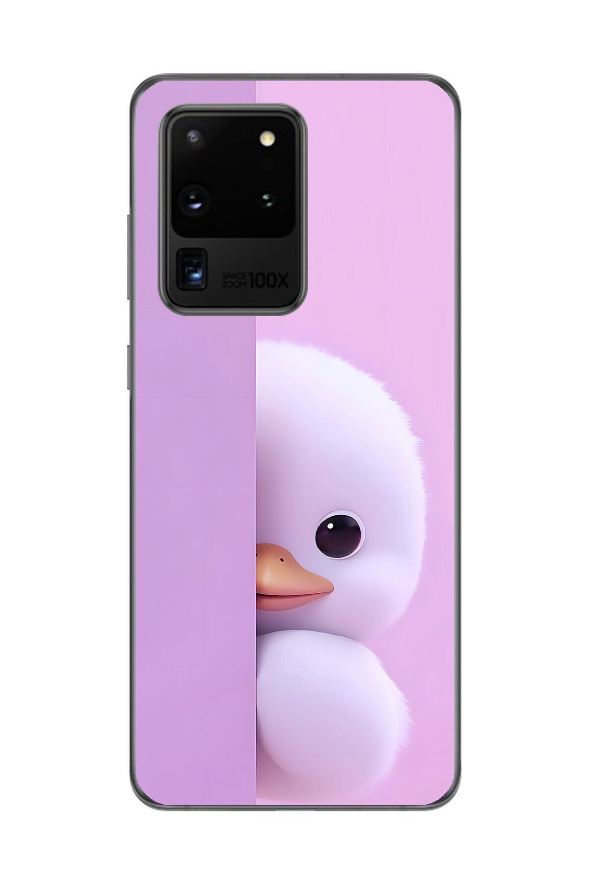 Dali Design Samsung Galaxy S20 Ultra Uyumlu Şeffaf Kılıf 3 Peluş Ördek Tasarımlı