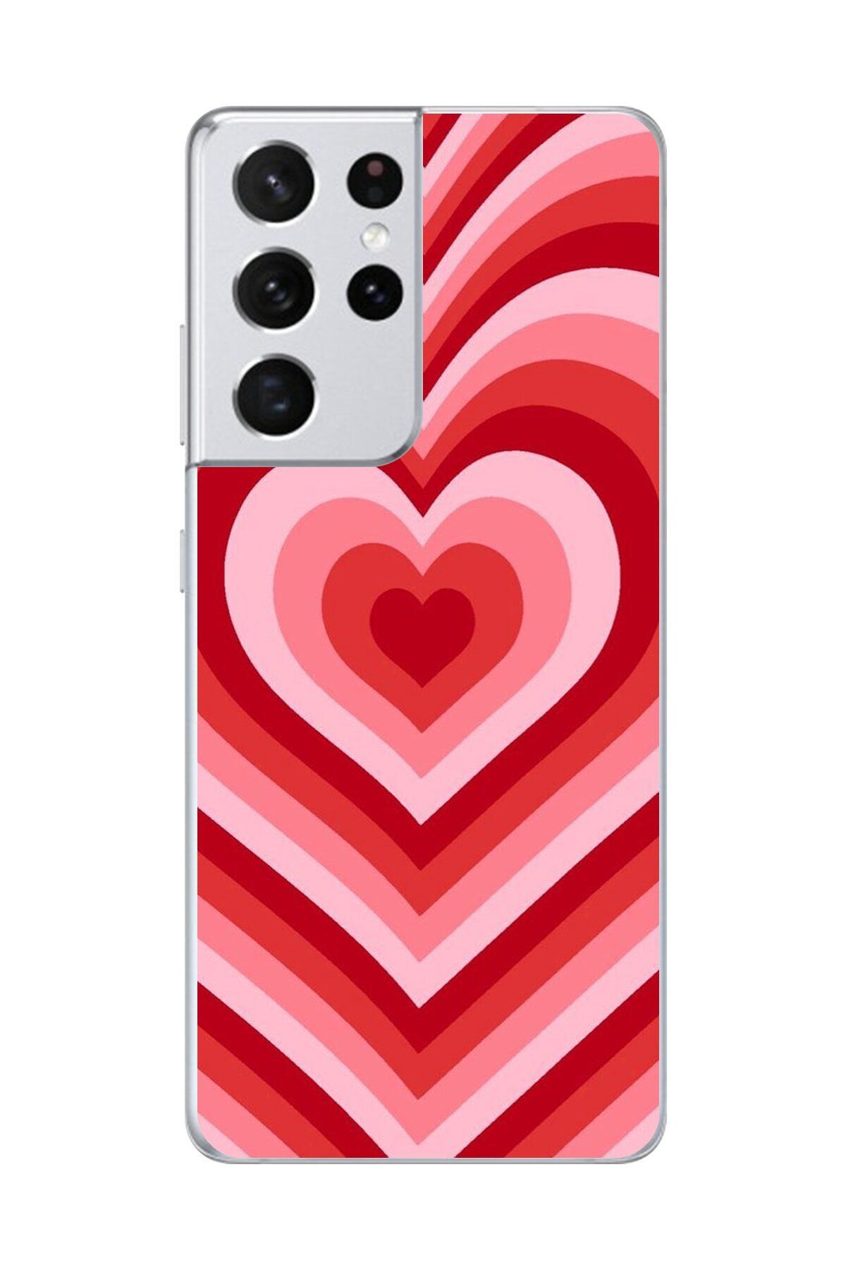 Dali Design Galaxy S21 Ultra Uyumlu Şeffaf Kılıf Kalp 3 Tasarımlı