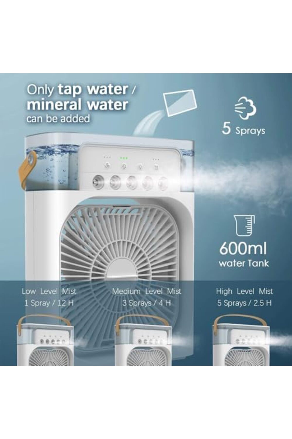Generic-مروحة صغيرة محمولة من SHENGYI، مروحة تبريد سريعة لسطح المكتب مزودة بإضاءة LED، متعددة الاستخدامات 4