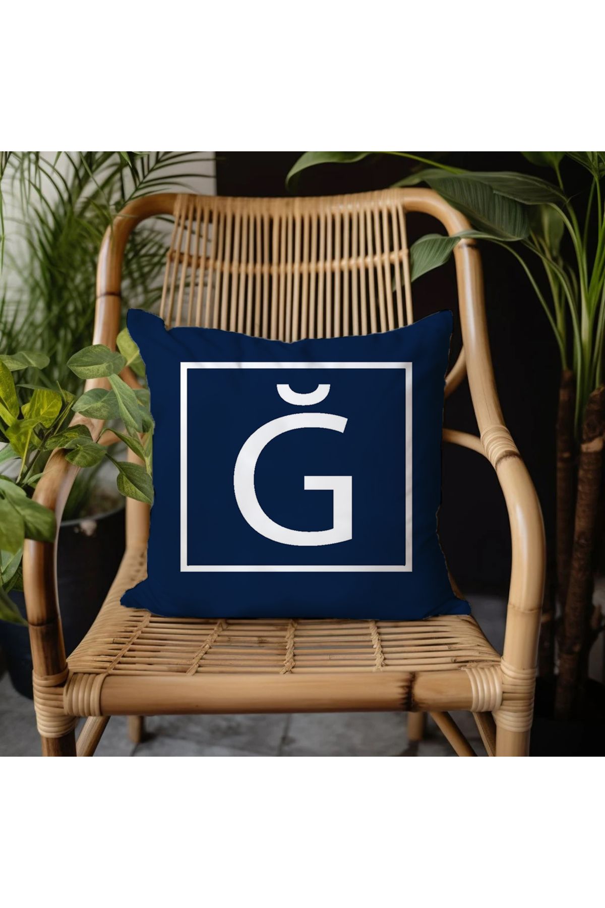 GREENDECOR Ğ Harfi Elyaf Dolgulu Kırlent Ğ Harfli Süs Yastık Dekoratif Kırlent 25x25 Ya Da 40x40cm Hediyelik