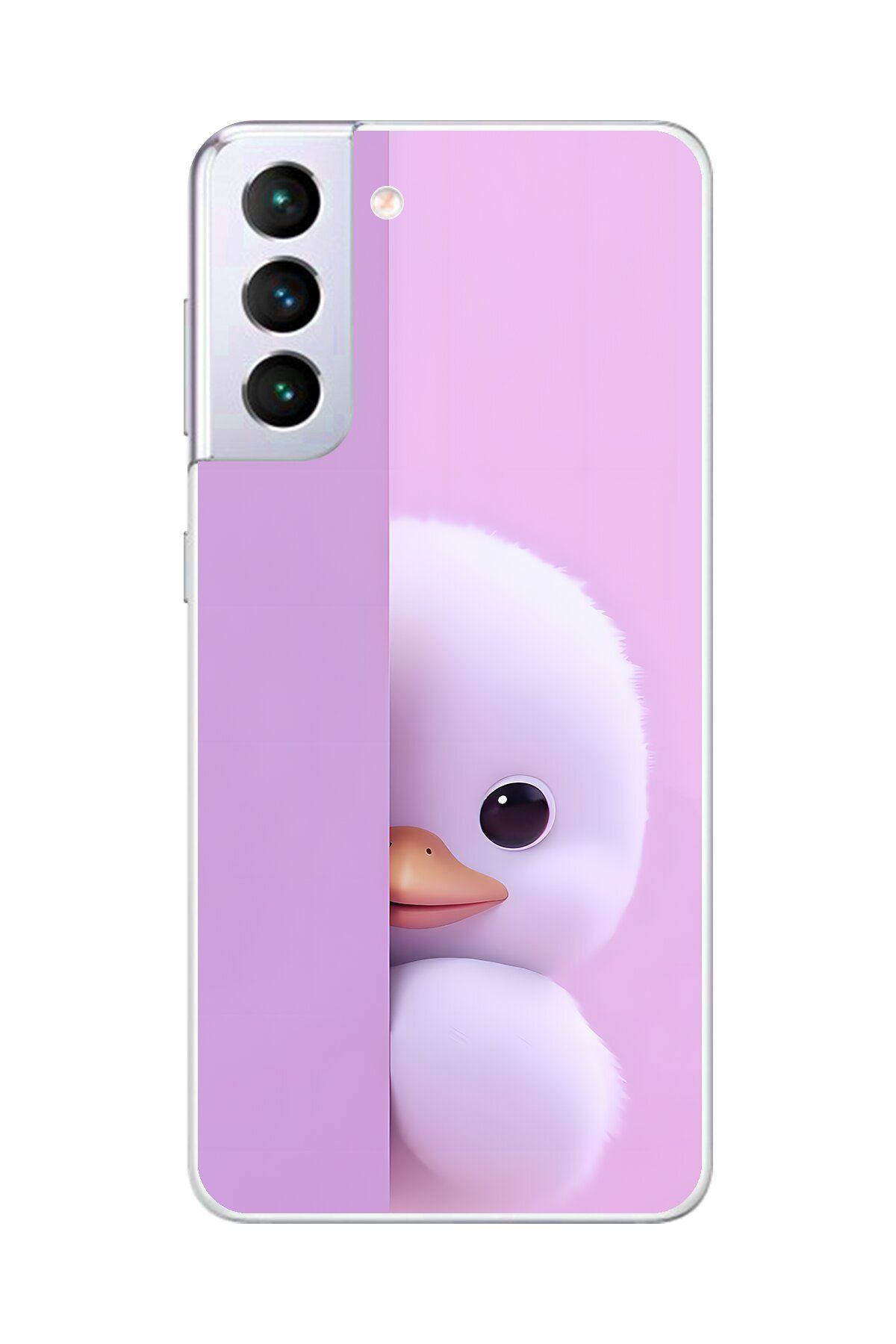 Dali Design Samsung Galaxy S21+ Uyumlu Şeffaf Kılıf 3 Peluş Ördek Tasarımlı