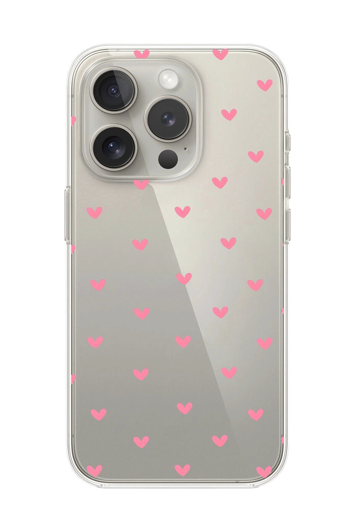 Dali Design iPhone 15 Pro Max Uyumlu Şeffaf Kılıf Şeffaf Kalp 1 Tasarımlı