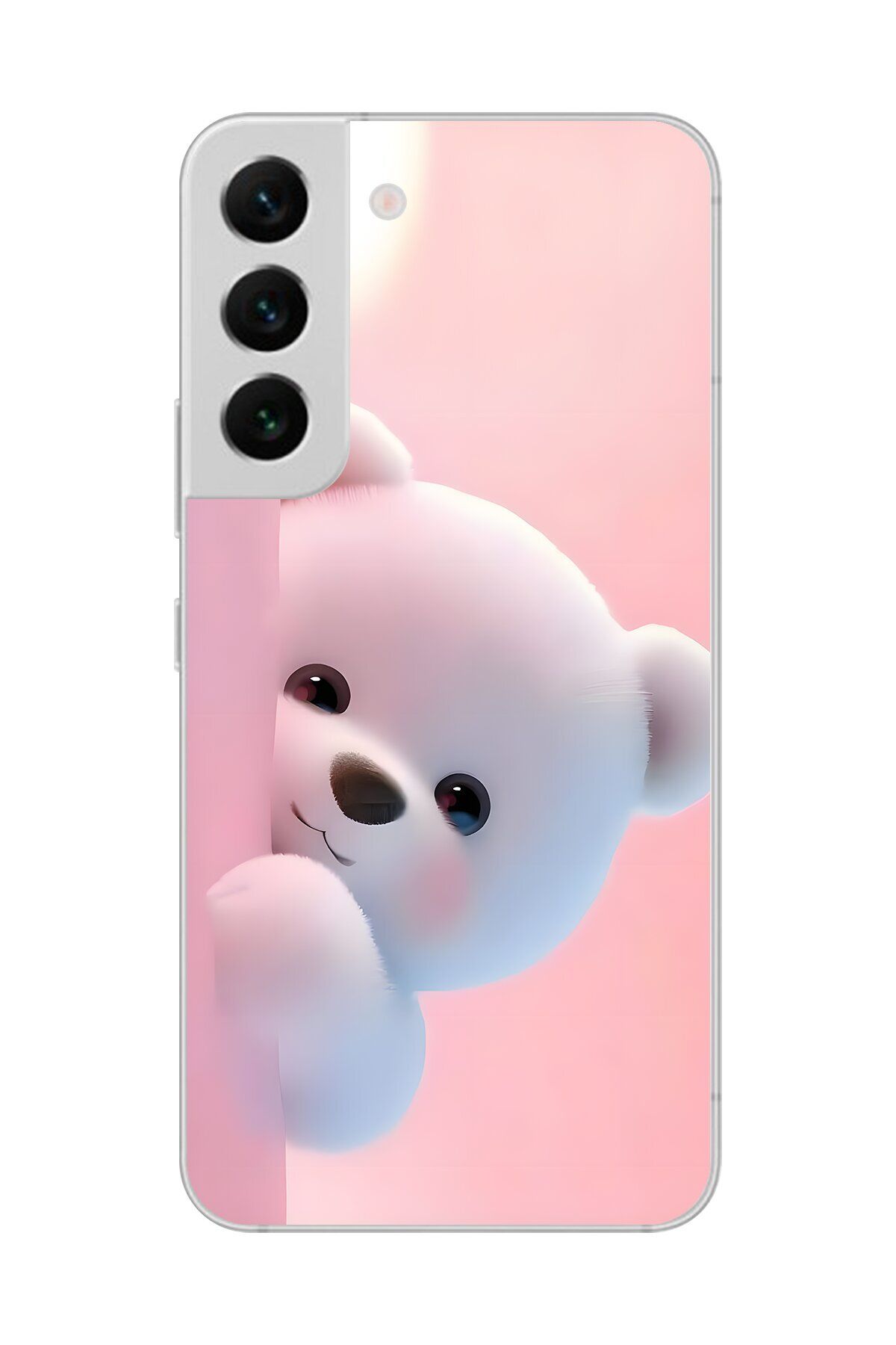 Dali Design Samsung Galaxy S22+ Uyumlu Şeffaf Kılıf 1 Peluş Ayıcık Tasarımlı
