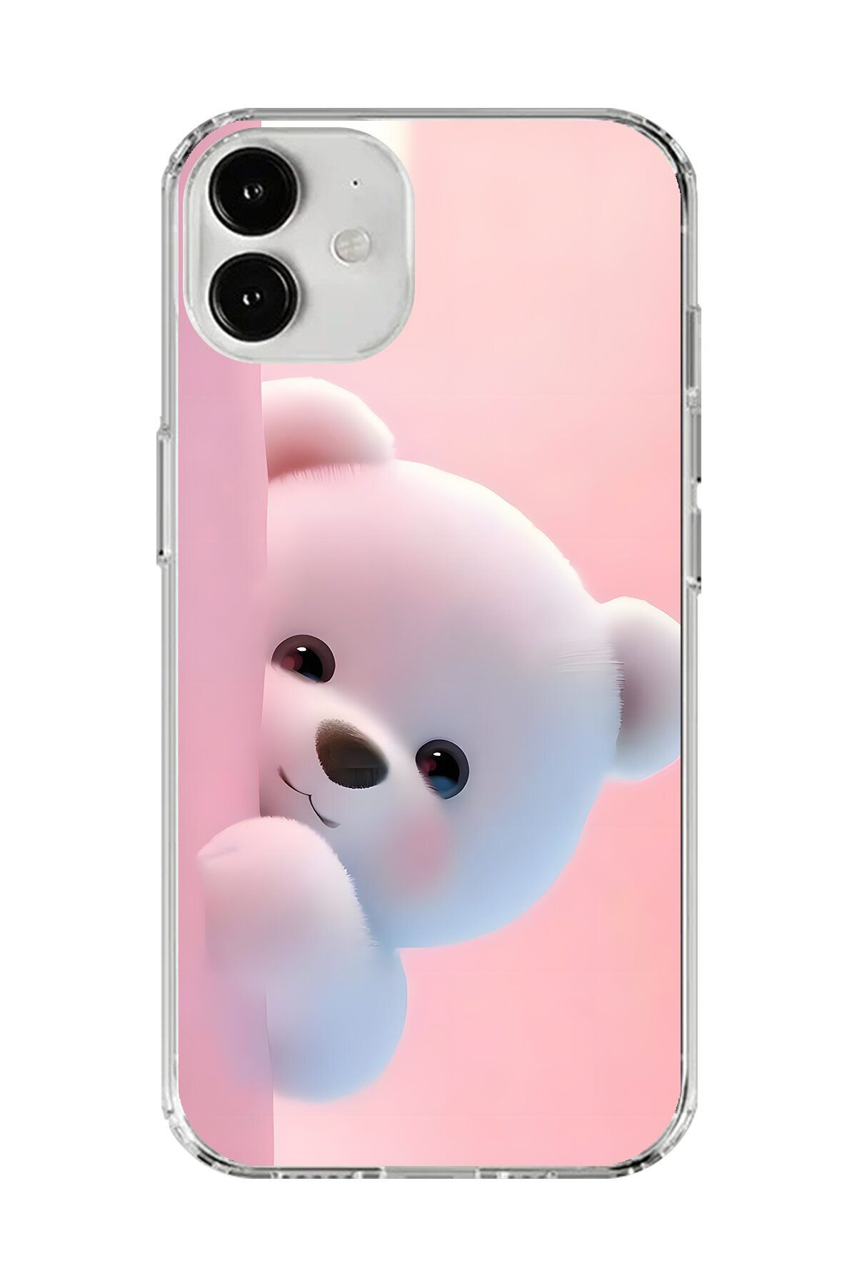 Dali Design iPhone 12 Uyumlu Şeffaf Kılıf 1 Peluş Ayıcık Tasarımlı