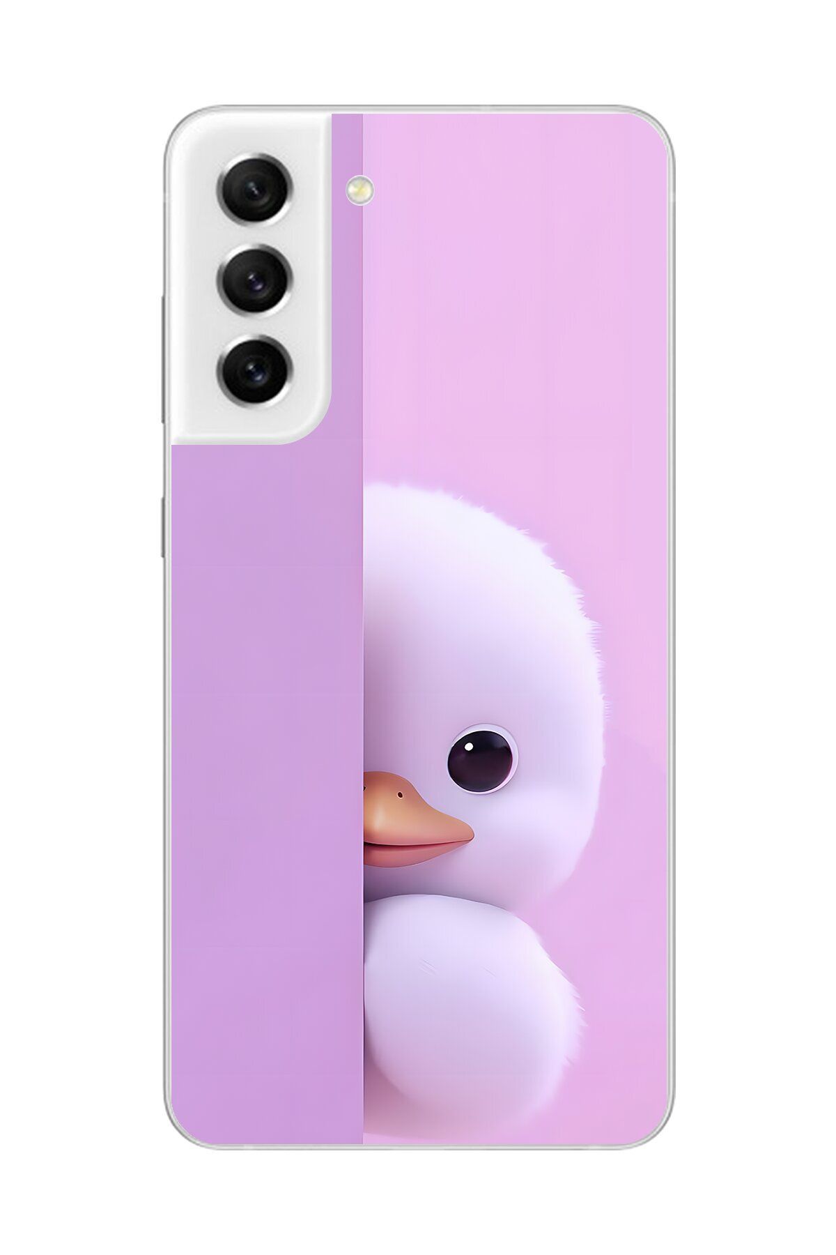 Dali Design Samsung Galaxy S21 FE Uyumlu Şeffaf Kılıf 3 Peluş Ördek Tasarımlı