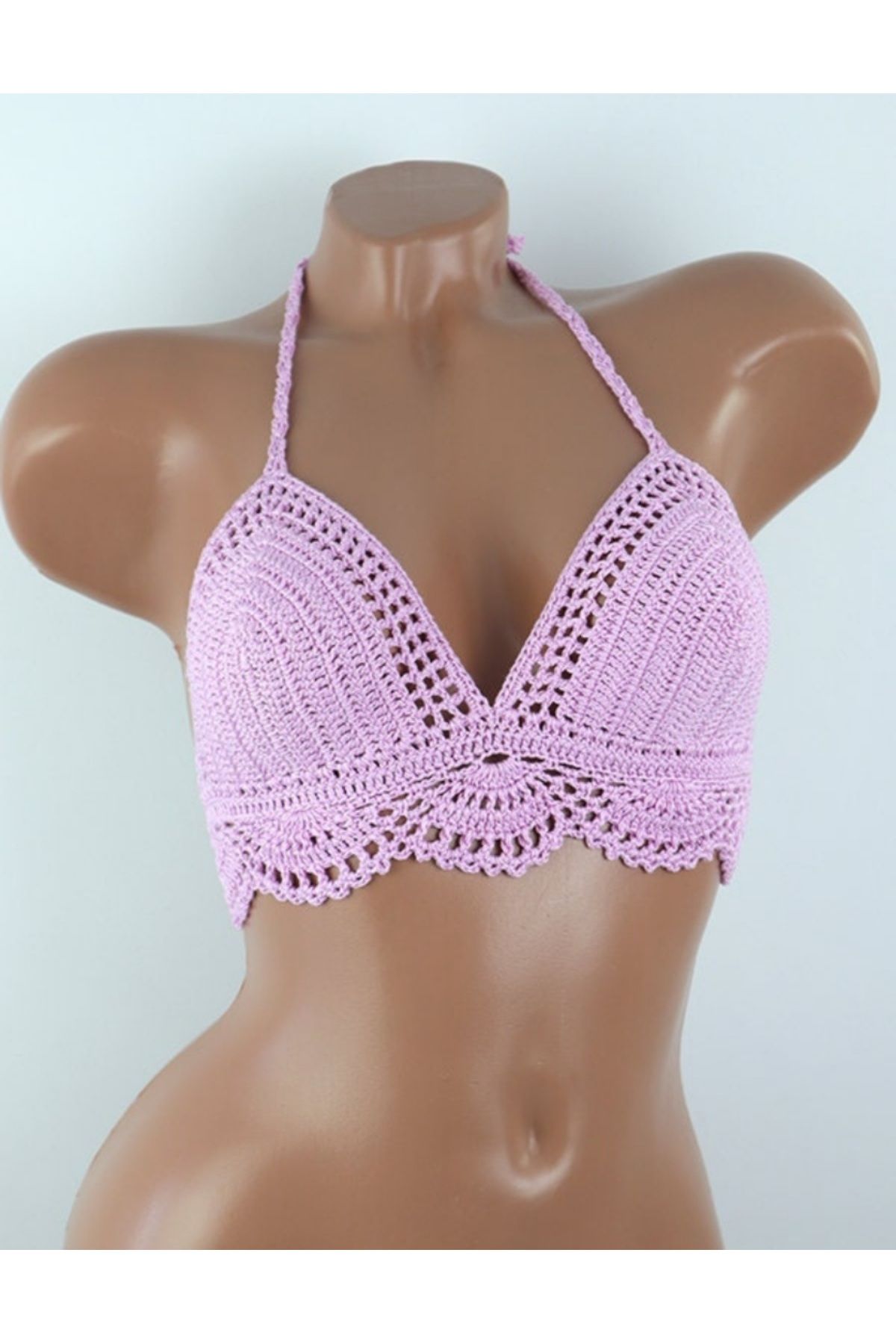 ThreadArtByNur El Örgüsü Crop Büstiyer Bikini Üstü Sık Iğne Iç Göstermez Yaz Modası