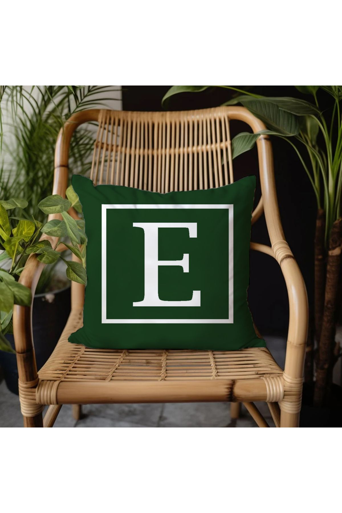 GREENDECOR E Harfi Elyaf Dolgulu Kırlent E Harfli Süs Yastık Dekoratif Kırlent 25x25 Ya Da 40x40cm Hediyelik