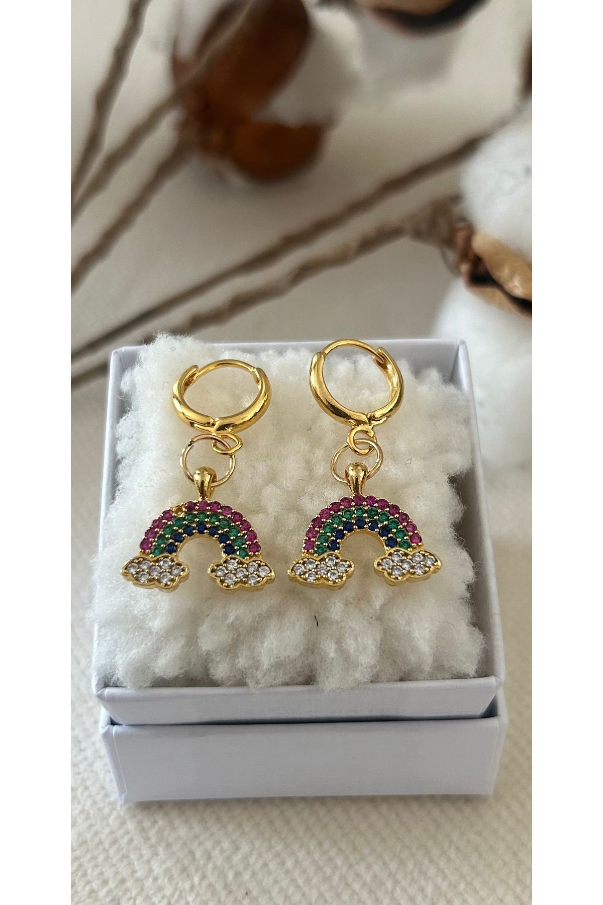 NapaDesignArt Halka Gökkuşağı Çelik Küpe - Kararmaz Çelik Küpe