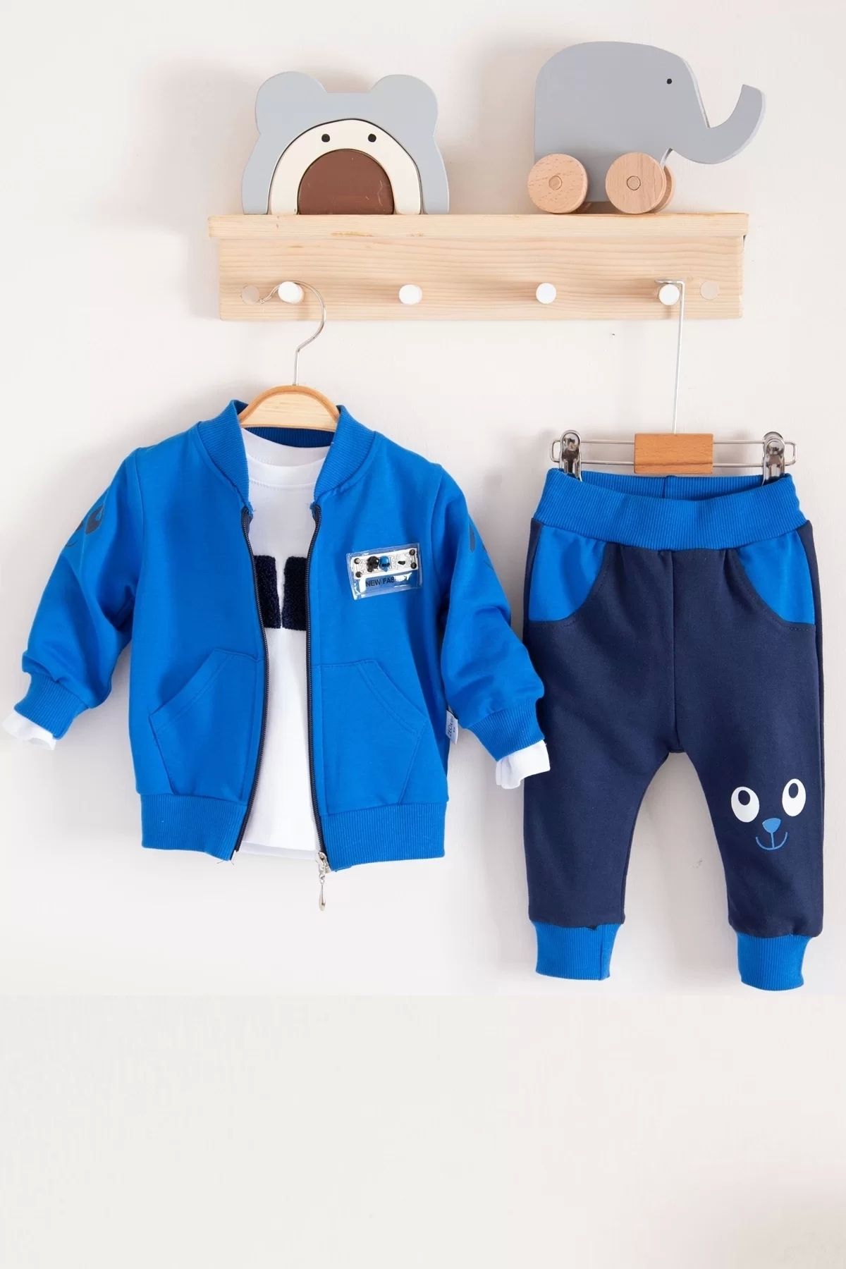 Moda Şahsenem New Fashıon Hırkalı 3'lü % 100 Pamuk Erkek Bebek Takımı
