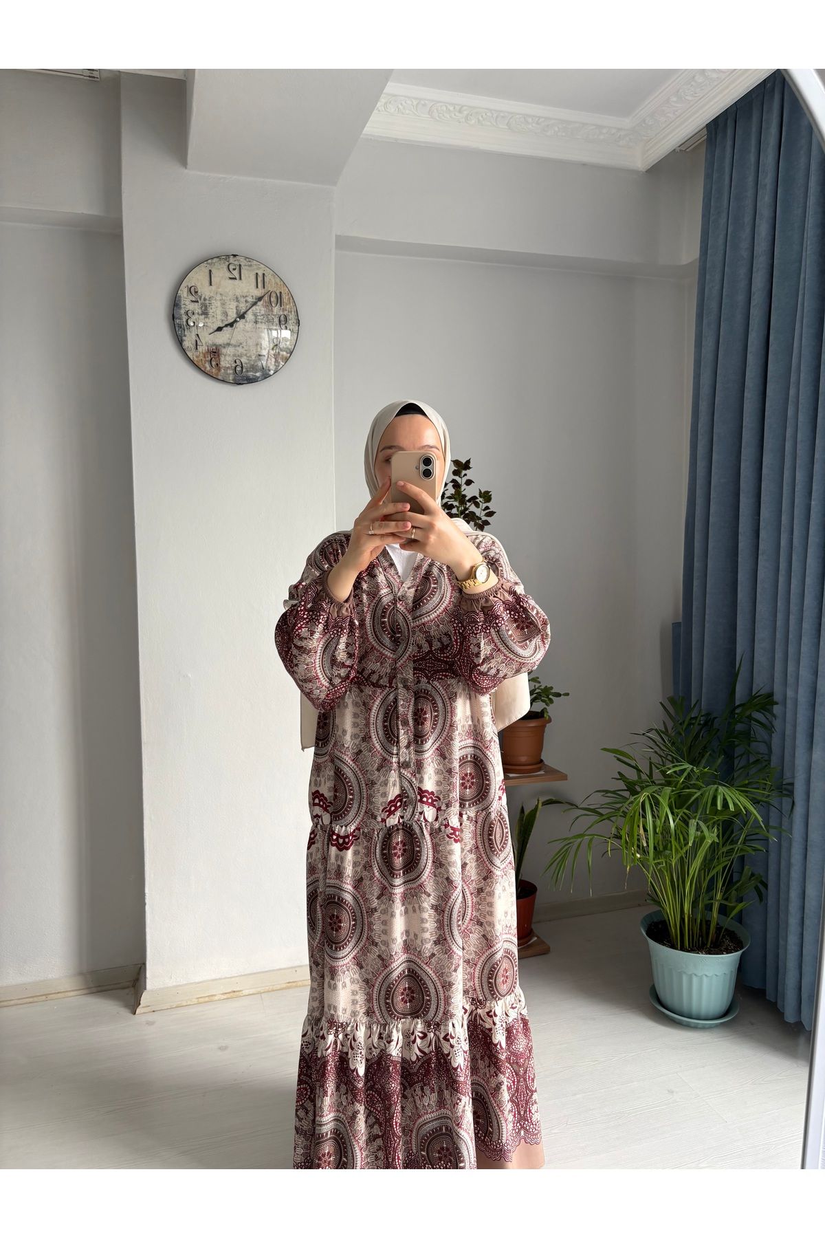 MODA EGE Desenli Viskon Kumaş Elbise