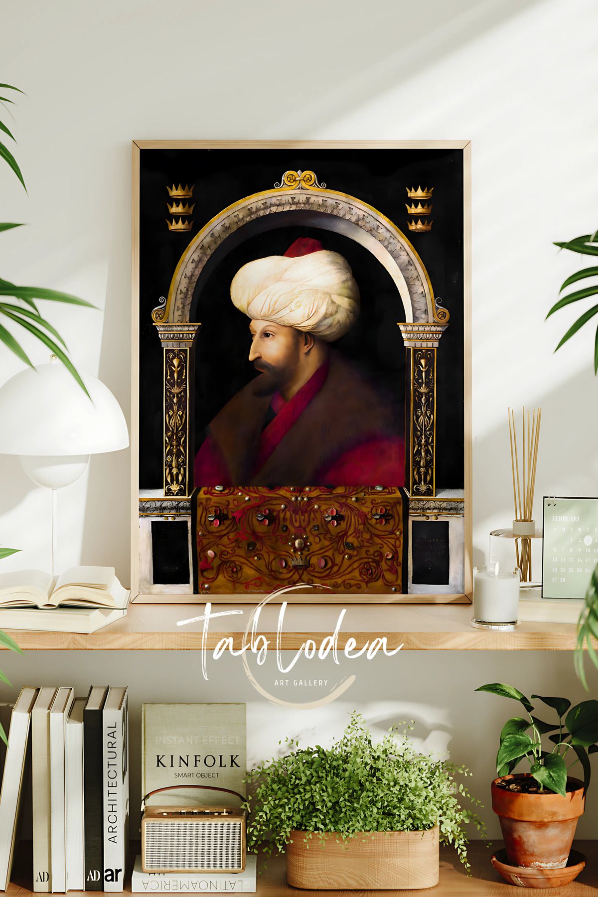 tablodea Fatih Sultan Mehmet Çerçeveli Tablo, Klasik Vintage Osmanlı Tablosu, Padişah Tablosu