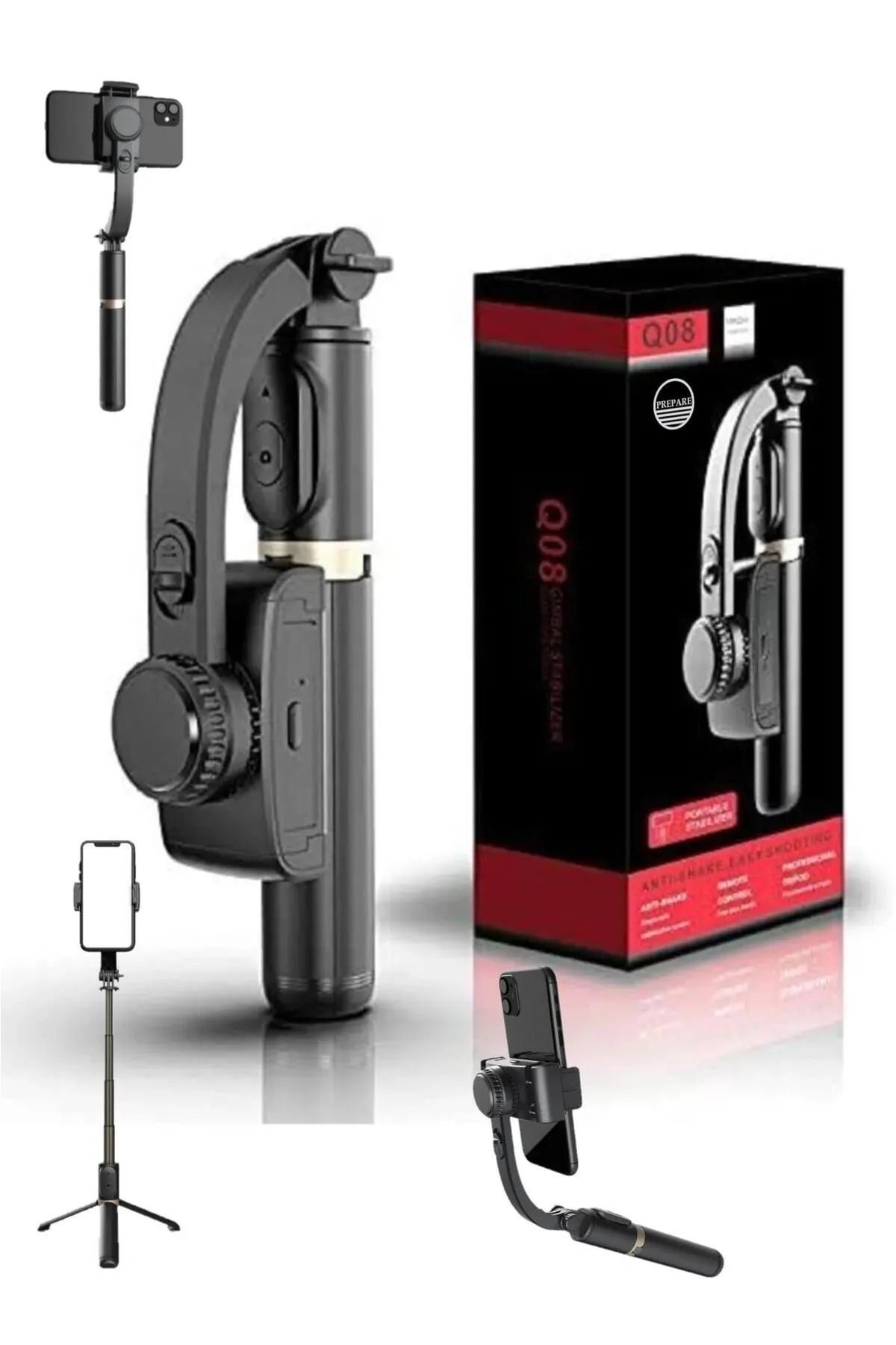 EN SİGA Anti-shake 360 Derece Ayarlanabilir Android Ios Uyumlu Sabitleyici Gimbal Q08