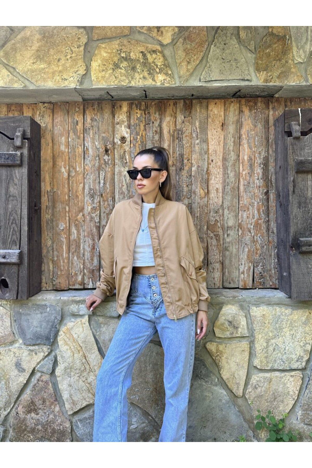 POLEXP Camel Parçalı Bomber Ceket