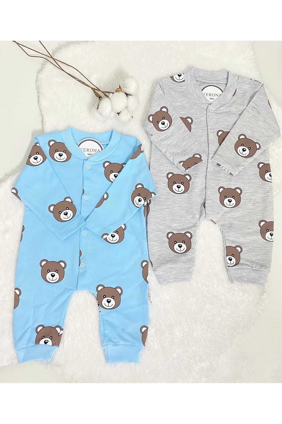 VERONA TARZ Erkek Bebek Tulum Hayvan Desenli Çeşitleri 1-3-6 aylık Yenidoğan Kıyafet fotoğrafı 2 (önizleme)