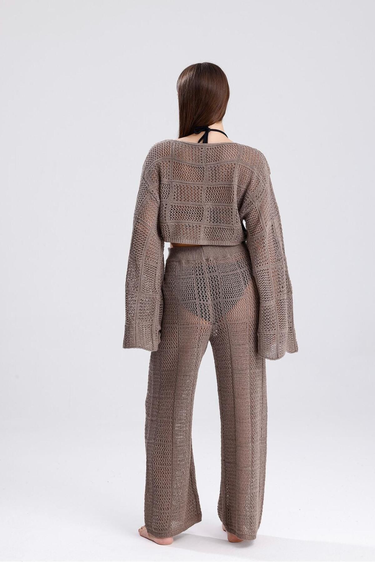 moda mh-Summer Openwork Spanish Sleeve Wide Collar Knitwear Suit Beach 6