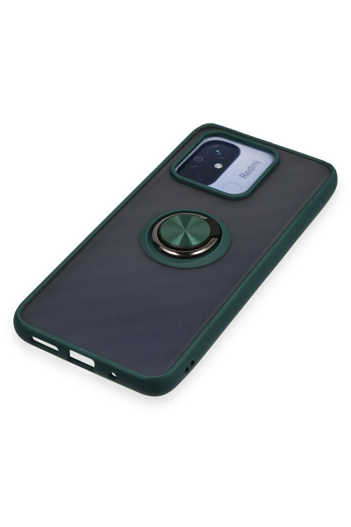 NewFace Xiaomi Redmi 12C Kılıf Montreal Yüzüklü Silikon Kapak - Yeşil MRAYD