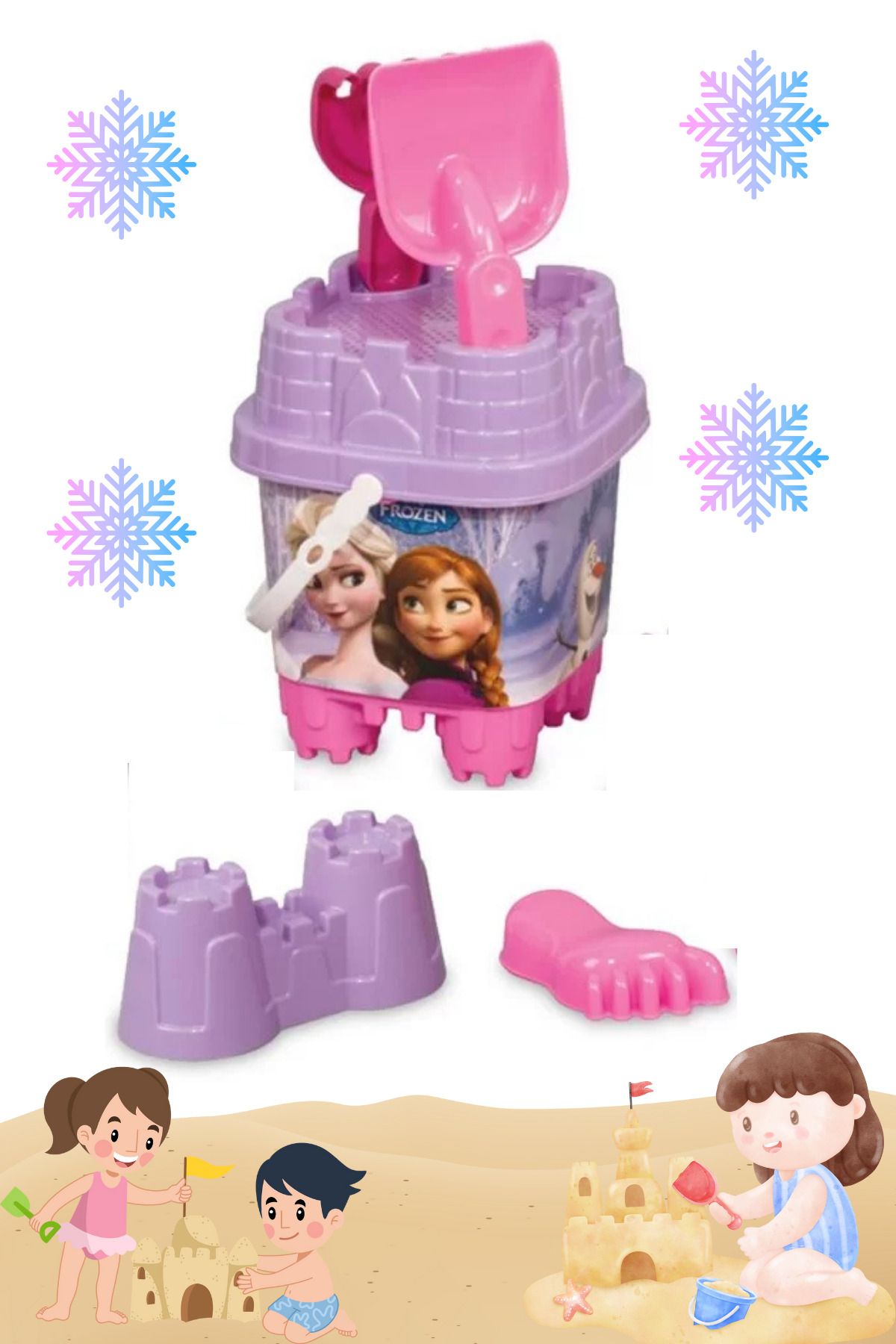 Merva Frozen Karlar Ülkesi Plaj Kum Kalesi Kova Set 6 Parça Plaj Deniz Kum Kovası