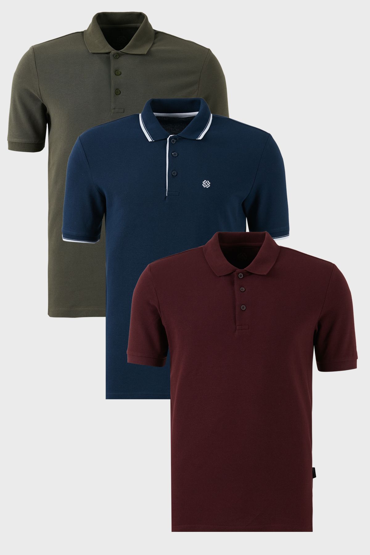 Buratti Pamuklu Regular Fit Düğmeli Polo Yaka 3'lü Paket T Shirt Erkek T SHİRT 590211827S3