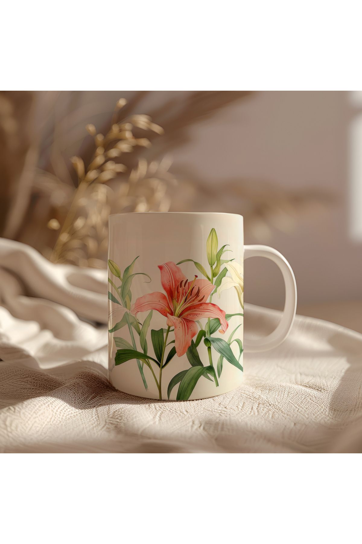 waspandhornet Lily Desenli Seramik Kupa