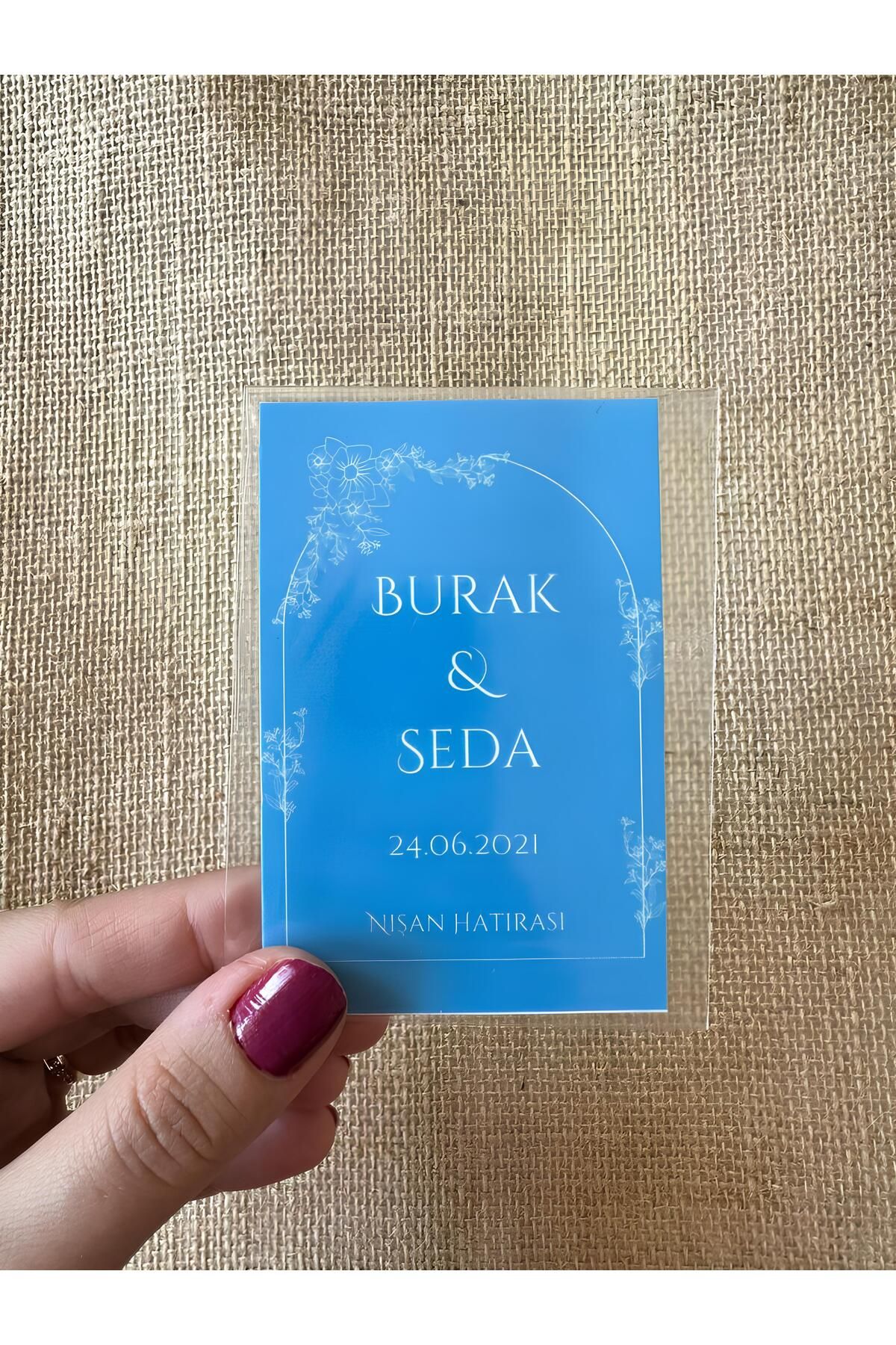 Renkia Studio Mavi Zarif Tasarım Nişan Magneti 15’li Set - Kişiye Özel Şık Hediyelik Hatıra