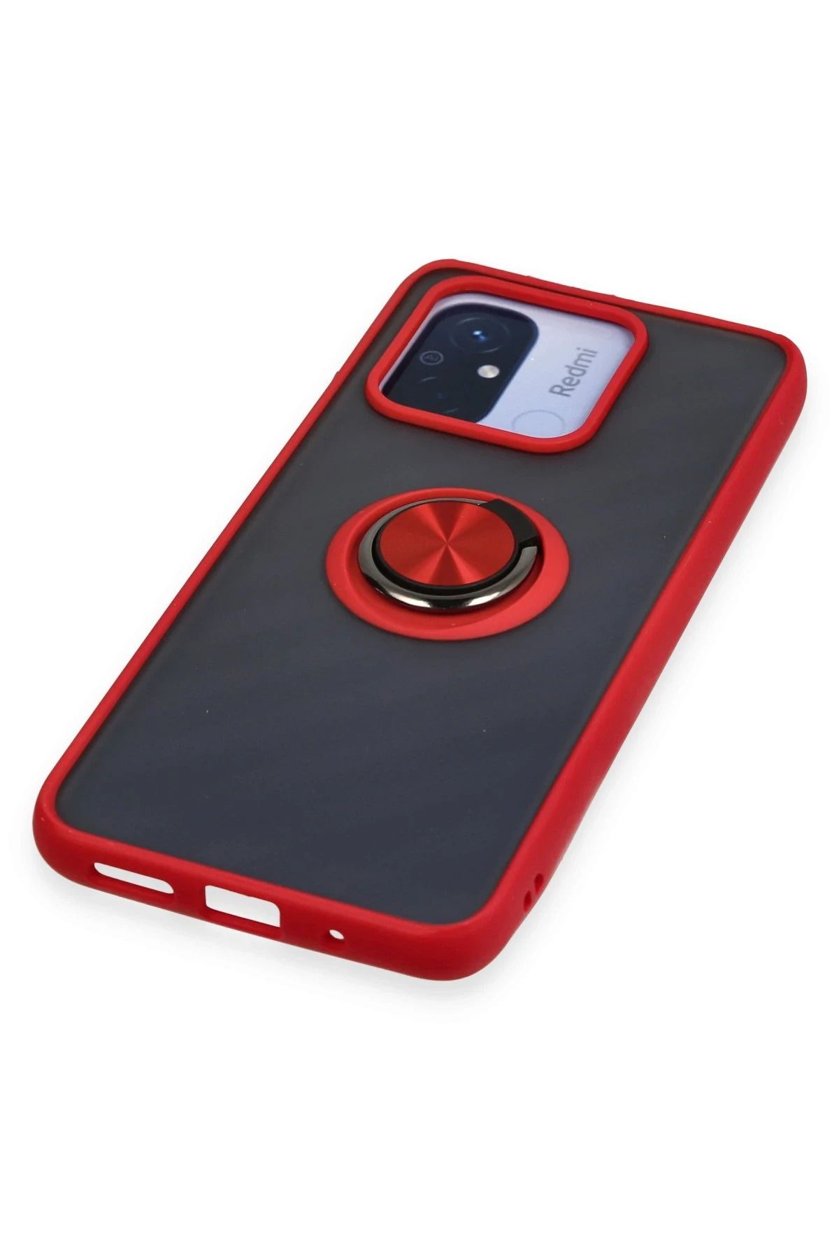 NewFace Xiaomi Redmi 12C Kılıf Montreal Yüzüklü Silikon Kapak - Kırmızı MRAYD