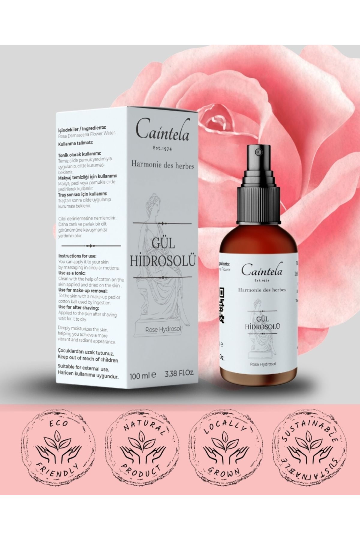 caintela Gül Hidrosolü (GÜL SUYU- GÜL MAYASI) (ROSE HYDROSOL - %100 DOĞAL SAF)