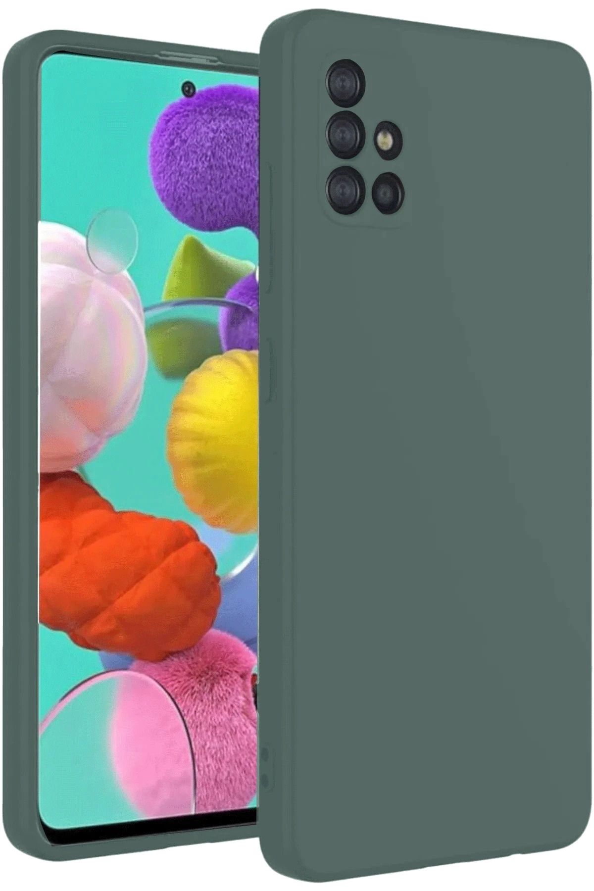 NewFace Galaxy A31 Uyumlu Kılıf Nano içi Kadife Silikon - Koyu Yeşil MRAYD