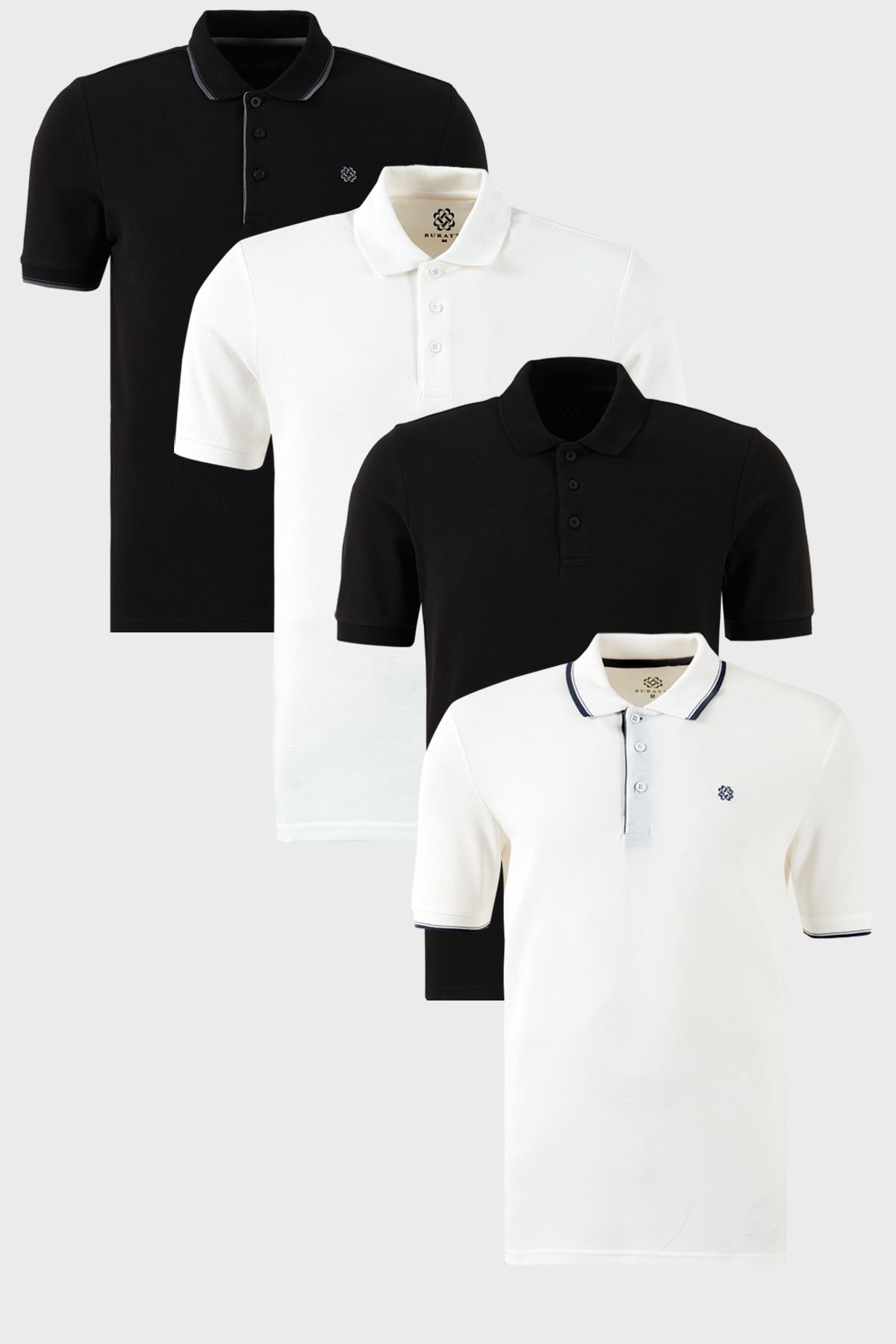 Buratti Pamuklu Regular Fit Düğmeli Polo Yaka 4'lü Paket T Shirt Erkek T SHİRT 590211827S4