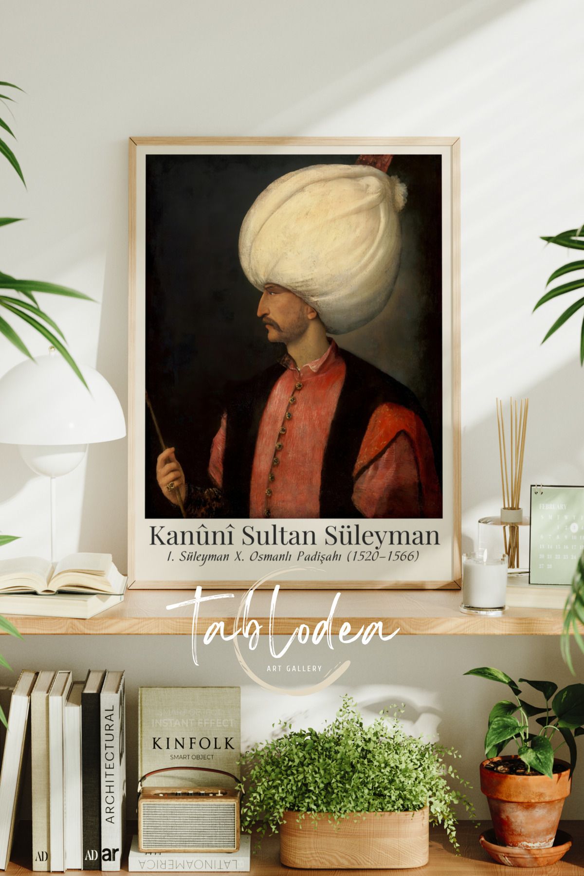 tablodea Kanuni Sultan Süleyman Çerçeveli Tablo, Osmanlı Dönemi Tarihi Duvar Dekoru, Padişah Tablo