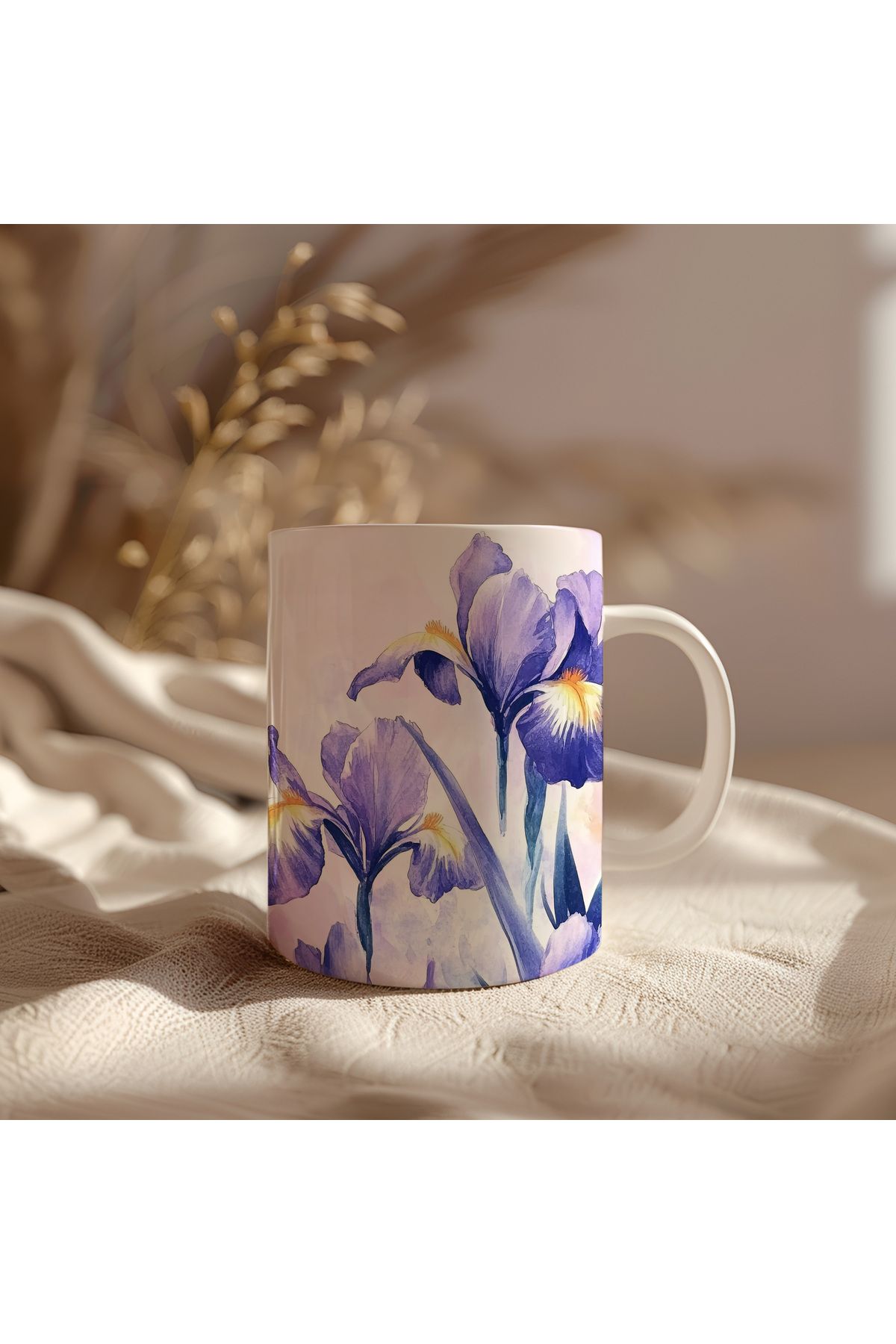 waspandhornet Iris Çiçek Desenli Kupa
