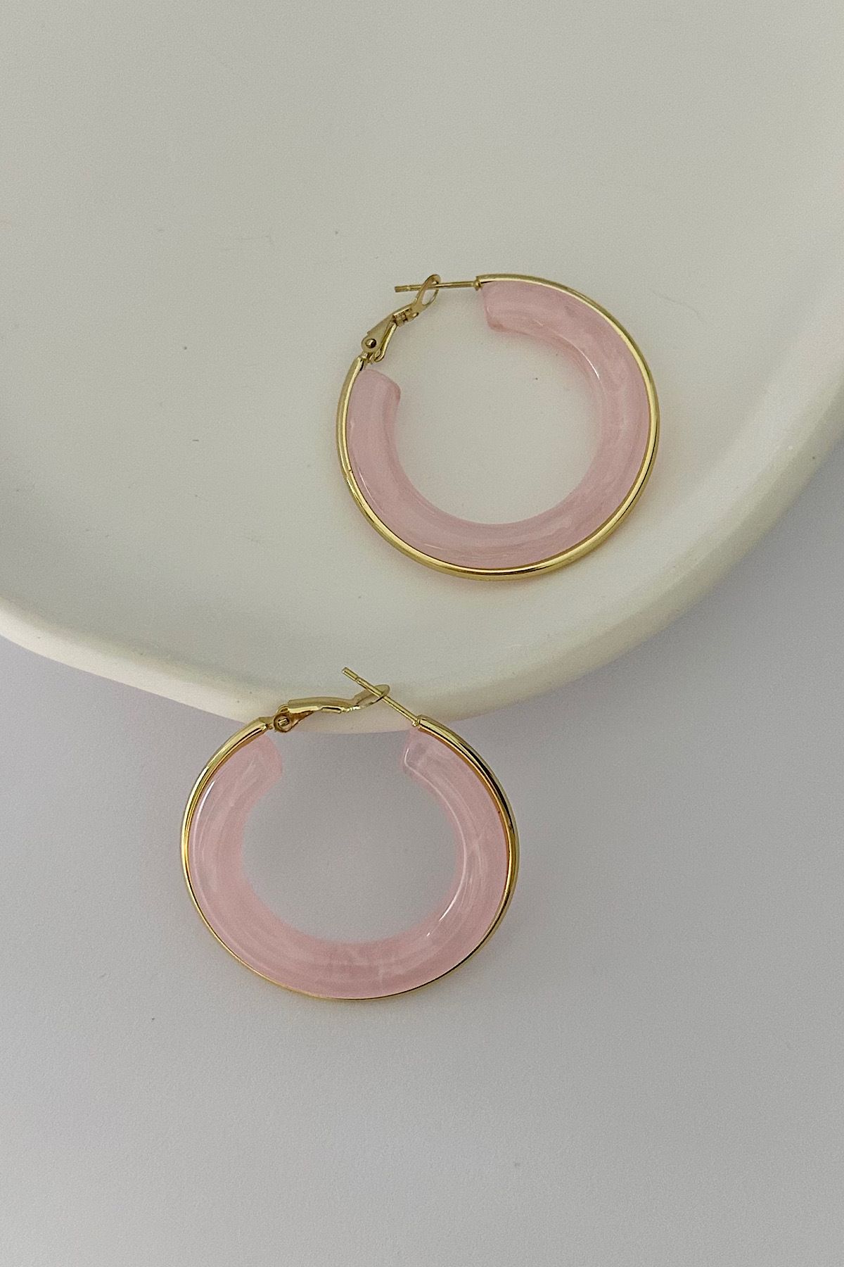 DELEIZA ACCESSORY BlushForge Pembe Çelik Halka Küpe