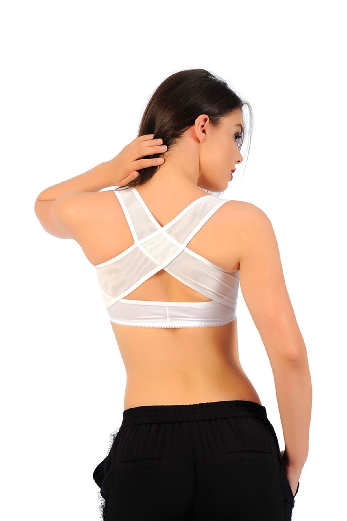 Moda Şahsenem Beyaz Kadın Sırt Toparlayıcı Göğüs Dikleştirici Korse - 795