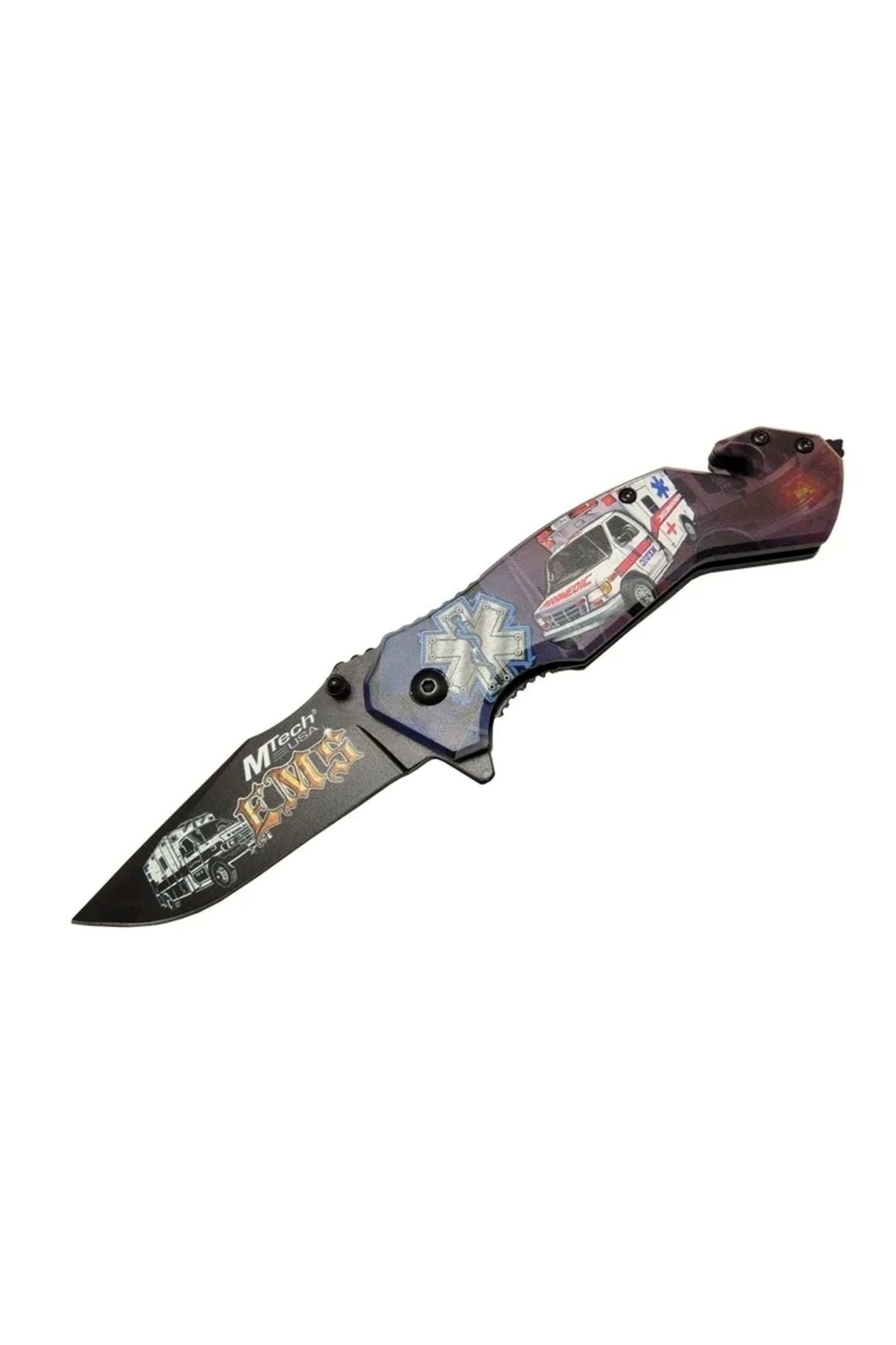 ÇERÇİCİ 4 23 5 İlkyardım Kurtarma / Kamp Çakı 20cm - Yarı Otomatik, Kemerlikli, Cam Kırma Ve İp Kesme Aparat