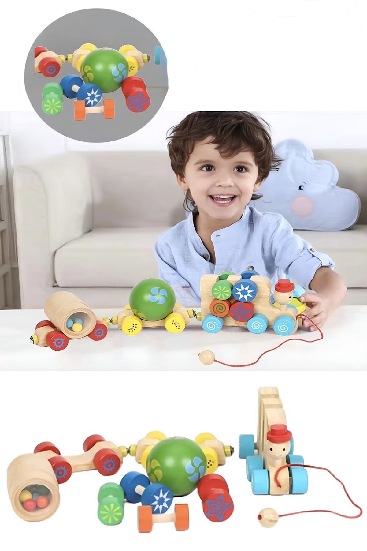 Hyd Ahşap Sök Tak Ahşap Eğitici Geliştirici Mıknatıslı Vagonlu Tren Montessori Yapı Blokları