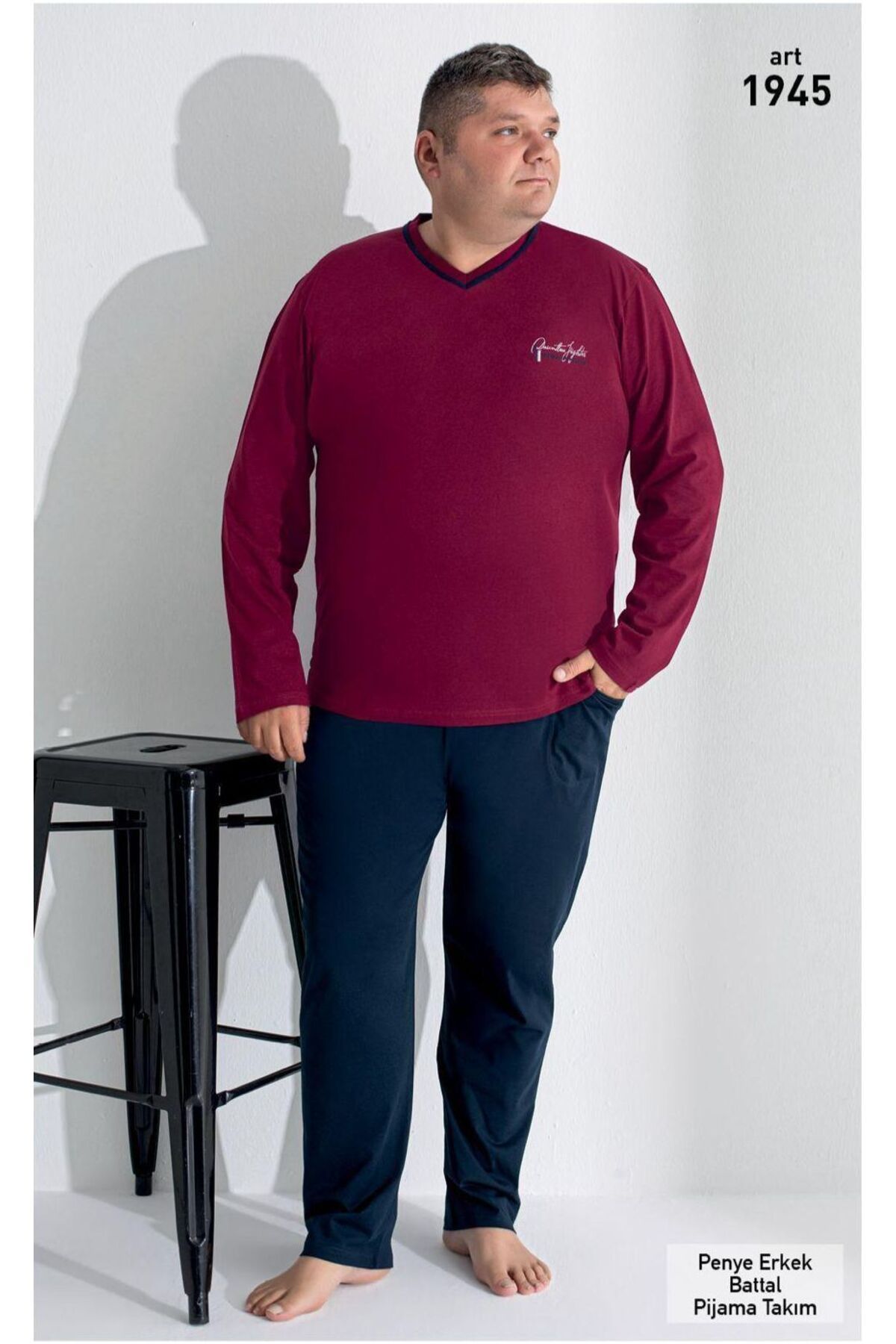 XORVİO Erkek Battal Uzun Kollu Pantolon Cotton Mevsimlik Cepli % 100 Pamuk Regular Büyük Beden Pijama Takım