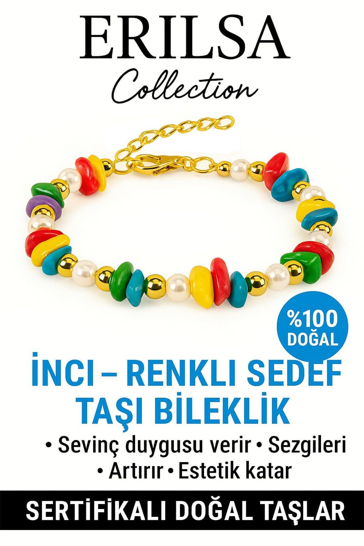 Erilsa Sertifikalı İnci ve Renkli Taşı Bileklik – Duygusal Denge ve Şıklık