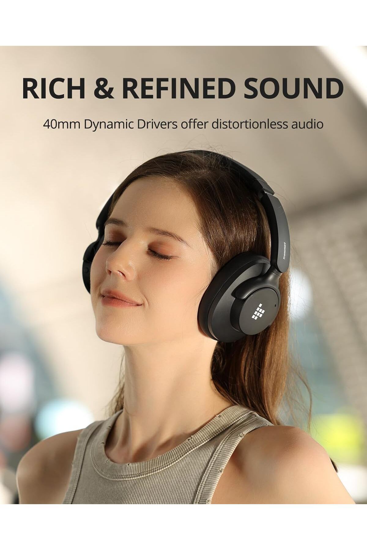 Tronsmart-Q20S Hybrid ANC Headphone Wireless with Mic 60H Playtime Deep Bass Custom EQ via App Black 4