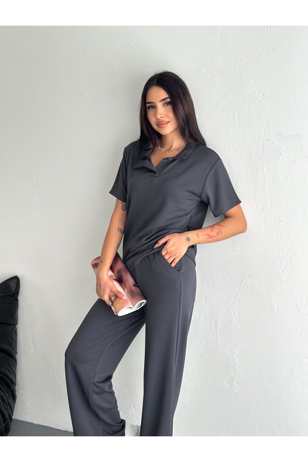 HR Collection Modal Polo Yaka Kadın Alt Üst Takım