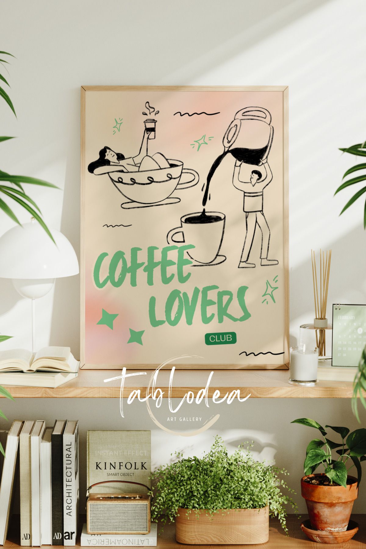 tablodea Kahve Köşesi Temalı Çerçeveli Poster Tablo, Coffee Modern Dekoratif Mutfak Tablosu, Kahve Tablosu