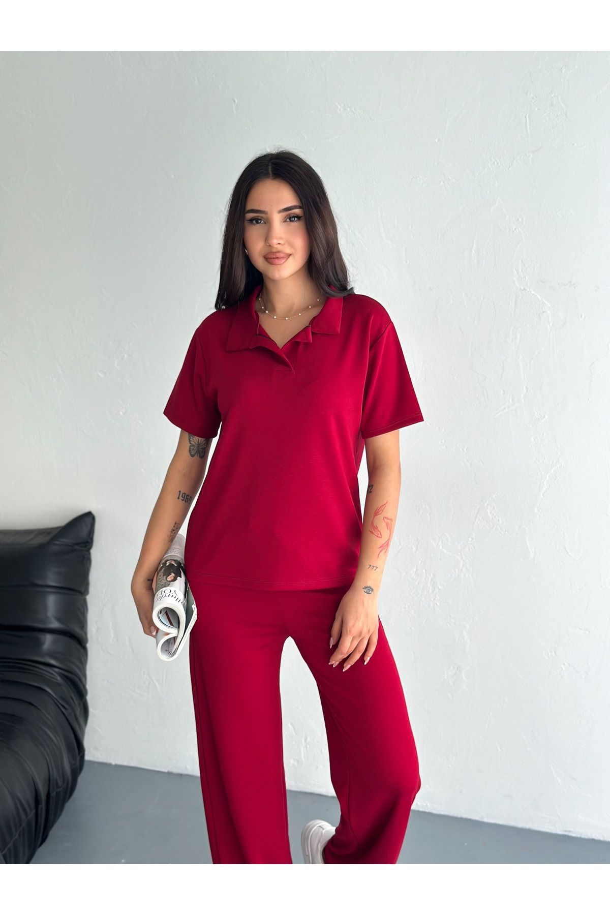 HR Collection Modal Polo Yaka Kadın Alt Üst Takım
