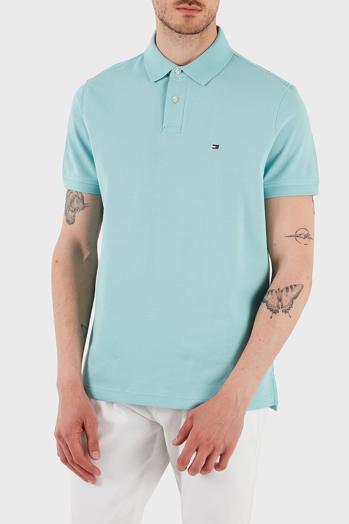 Tommy Hilfiger Streç Pamuklu Slim Fit Düğmeli Polo Yaka T Shirt Erkek POLO YAKA T SHİRT MW0MW17770 C