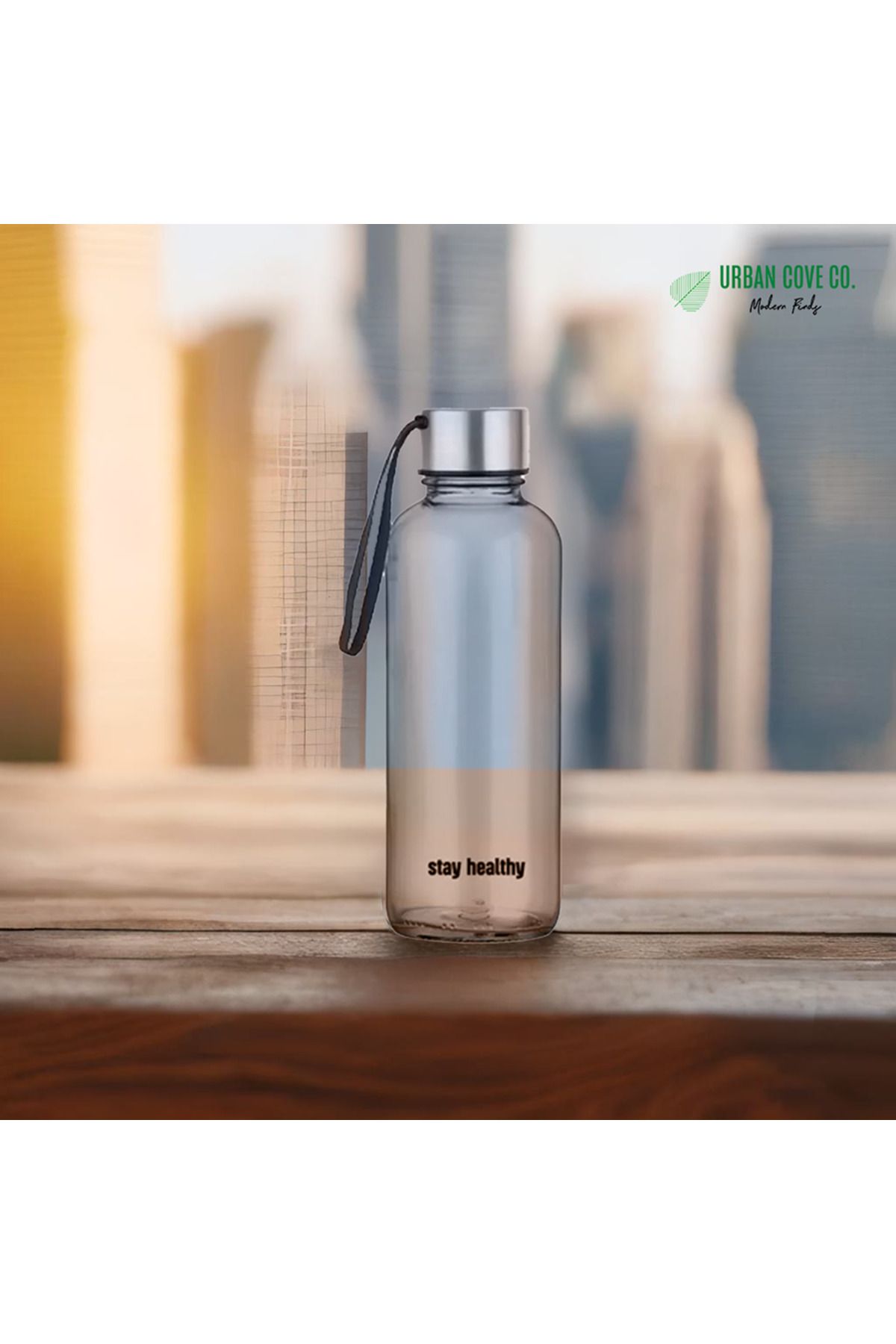 UrbanCove Co 450ml Cam Matara – Çelik Kapaklı, Sızdırmaz, Minimal Tasarım – Stay Healthy / You’re the Best Yazılı