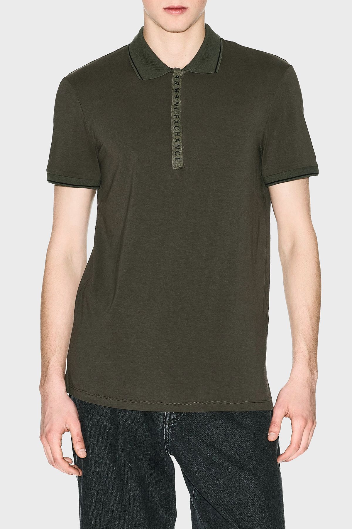 Armani Exchange Pamuklu Slim Fit Düğmeli Polo Yaka T Shirt Erkek Polo Yaka T Shi̇rt 8nzf71 Zjh2z