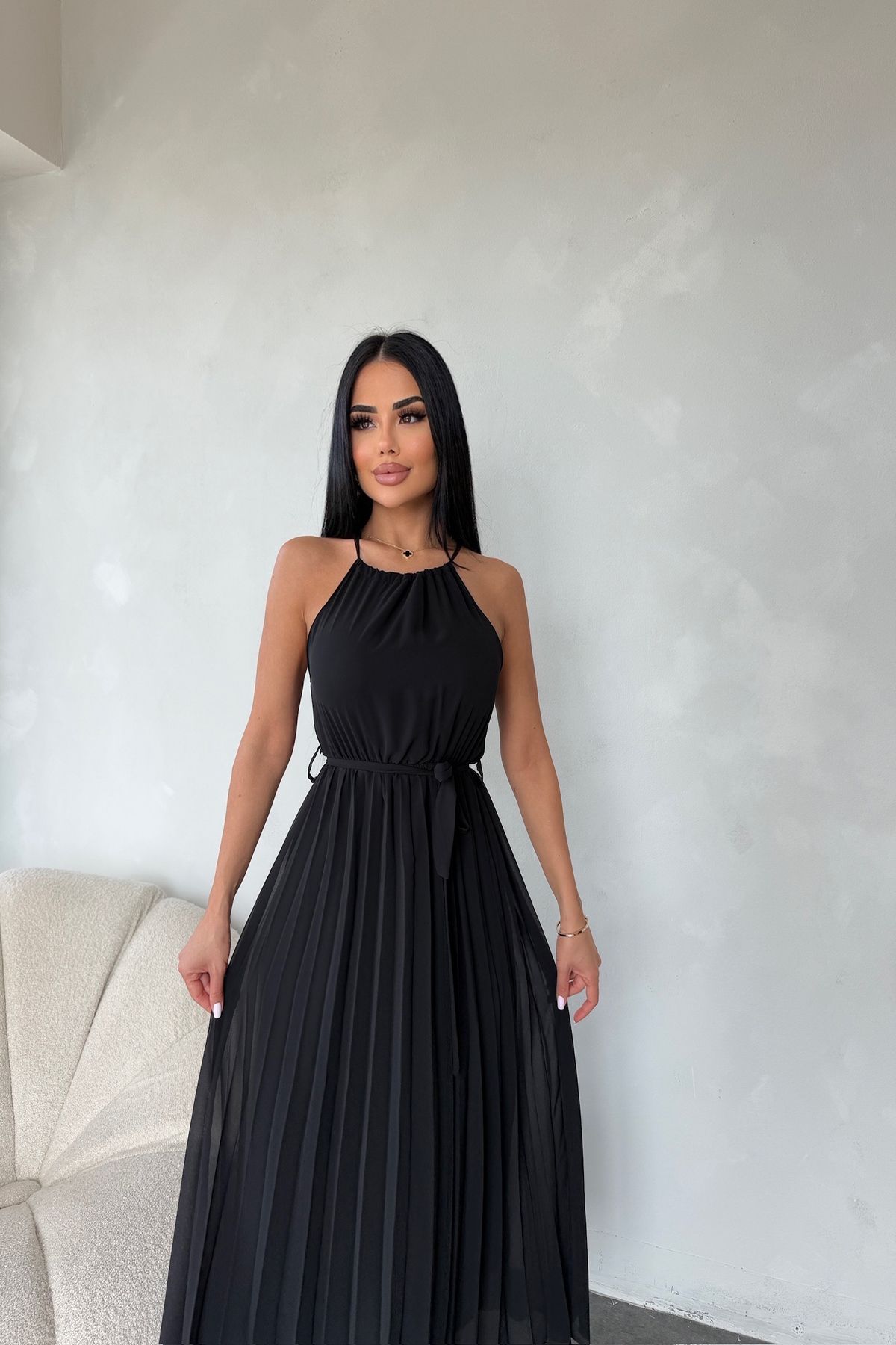 kamacibutik Askı Detaylı Piliseli Elbise