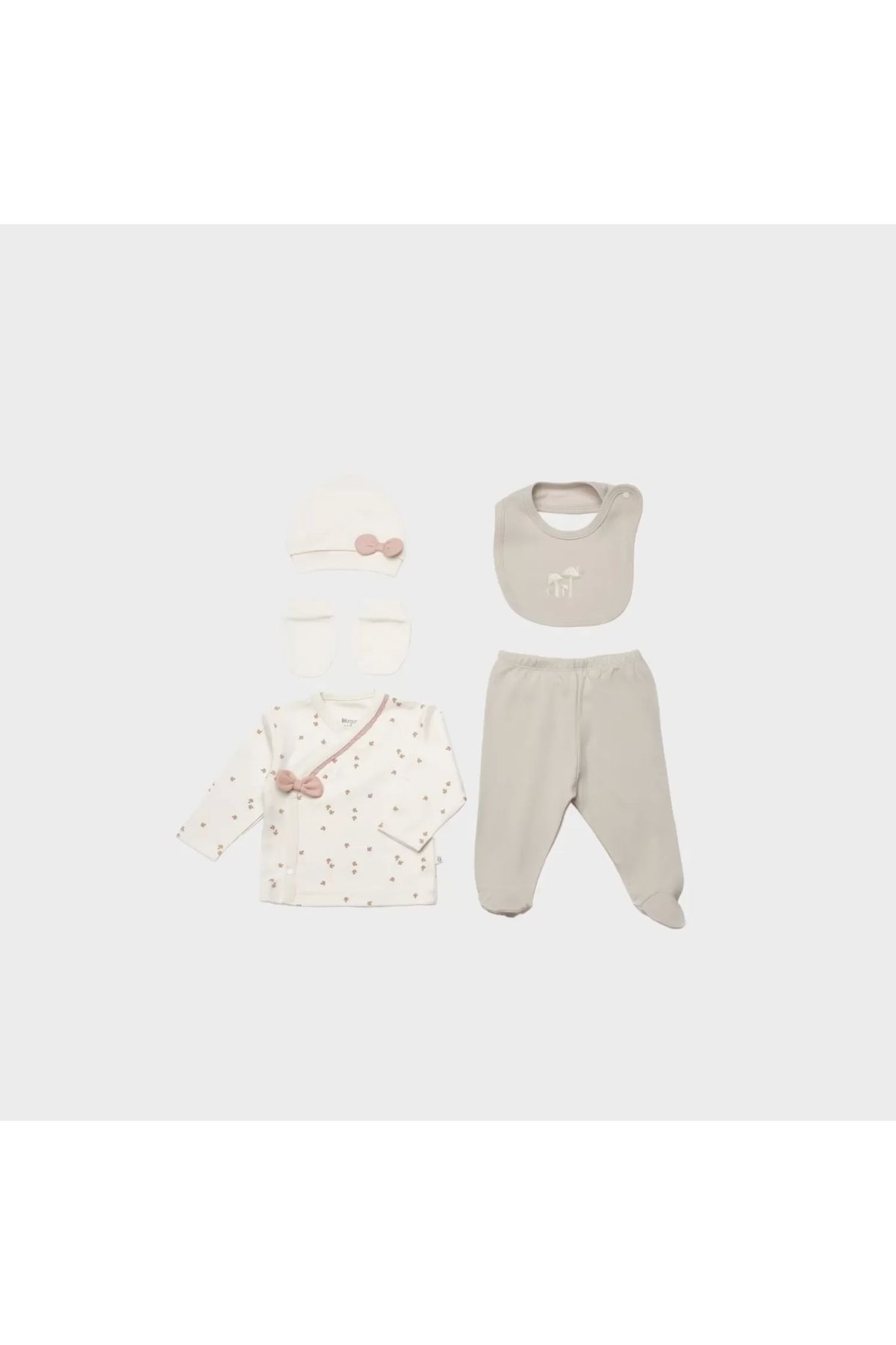 Moda Şahsenem Sweet Lady 5 Parça Hastane Çıkış Seti Light Beige