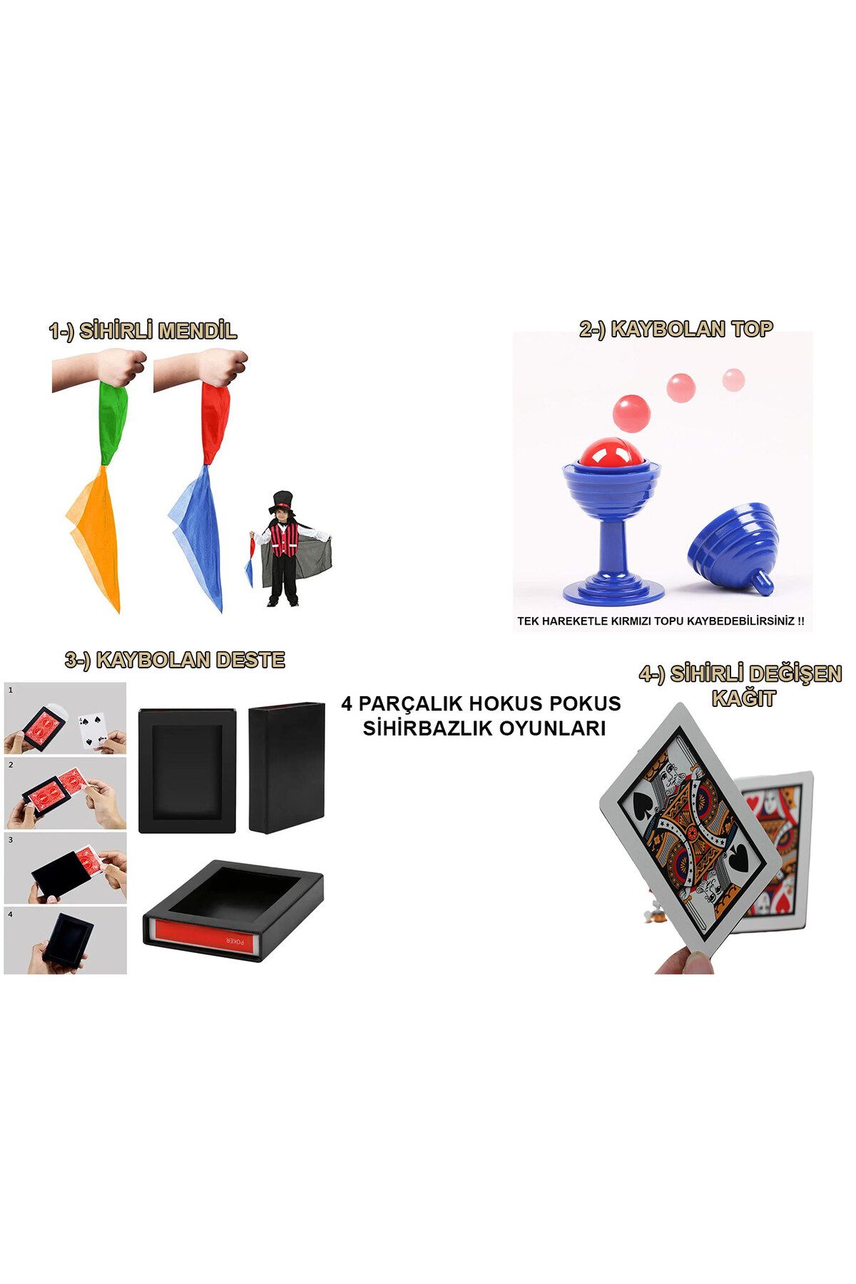 Avantaj Kapıda ® 4&#39;lü Sihirbazlık Hokus Pokus Seti – Sihirli Numara Seti