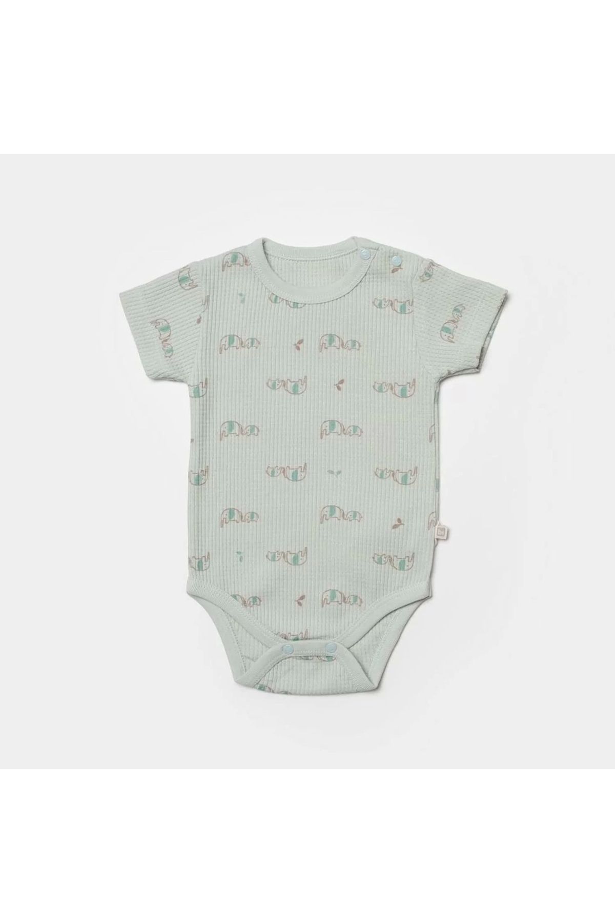 Moda Şahsenem Waffle I Love My Mama Kısa Kol Body Bej-mint